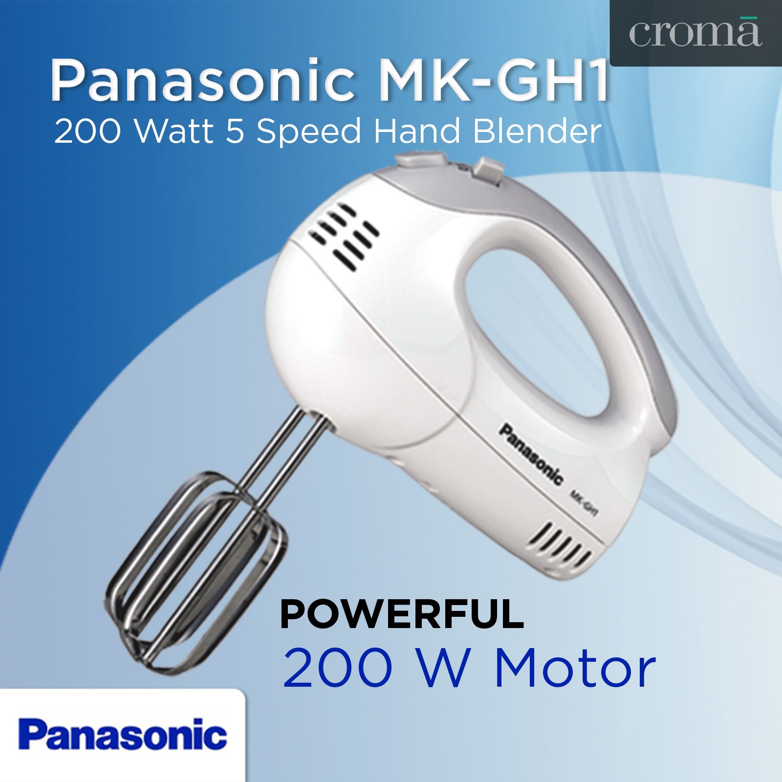 Panasonic MK-GH1 200 Watt 5 Speed Hand Blender with 2 Attachments (2 Attachments, 5 Speed Settings, MK-GH1, White)_9