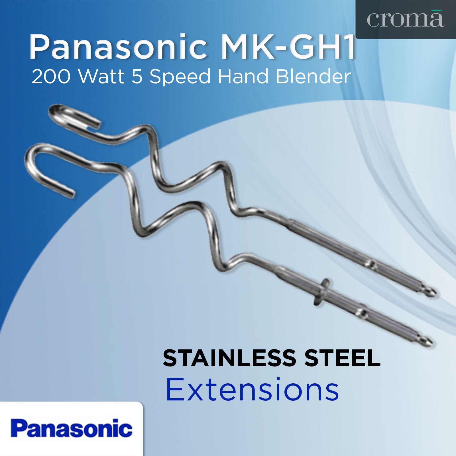 Panasonic MK-GH1 200 Watt 5 Speed Hand Blender with 2 Attachments (2 Attachments, 5 Speed Settings, MK-GH1, White)_12