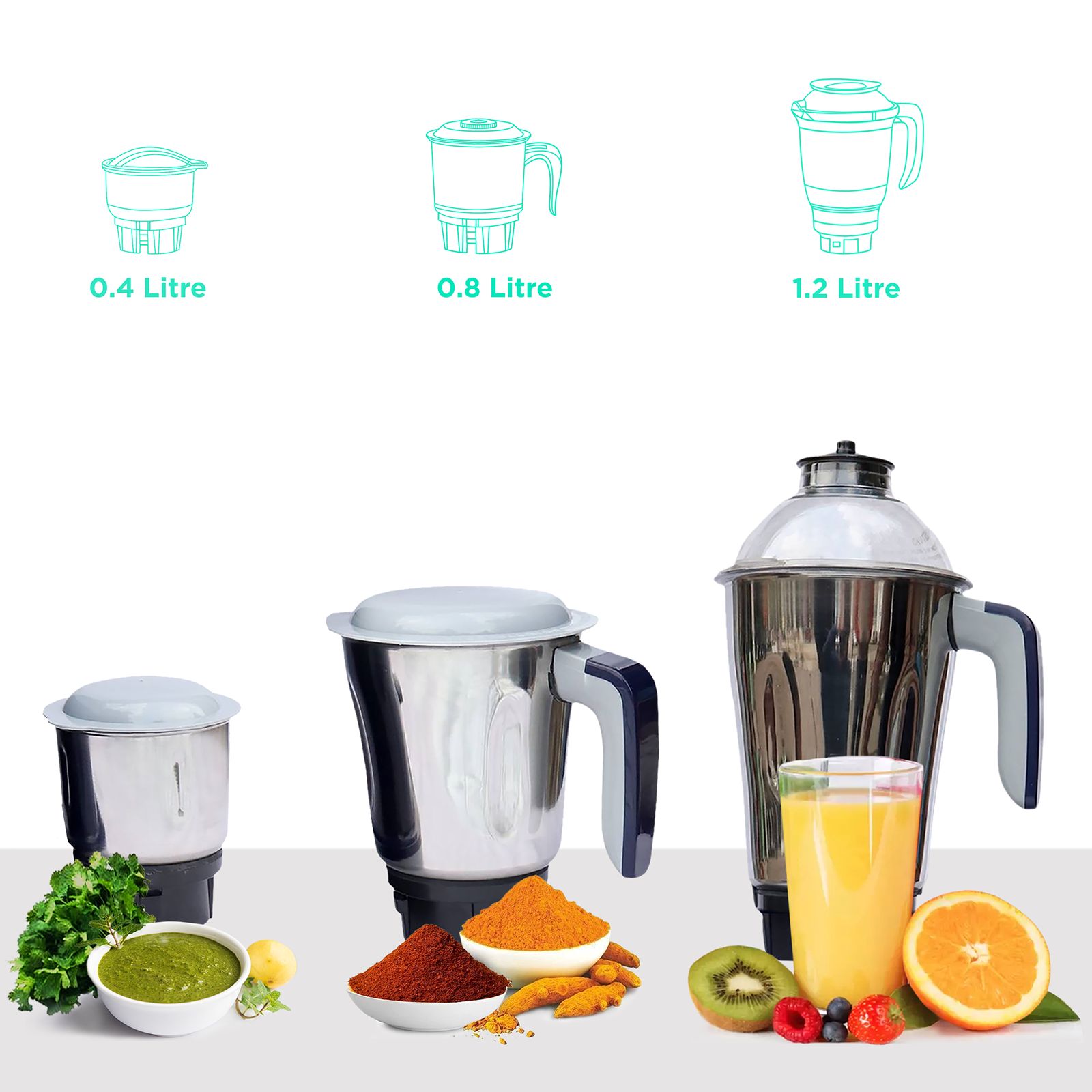 Kutchina MISI KARIZMA 750 Watt 3 Jars Mixer Grinder (18000 RPM, Anti Skid Feet, Blue)_4