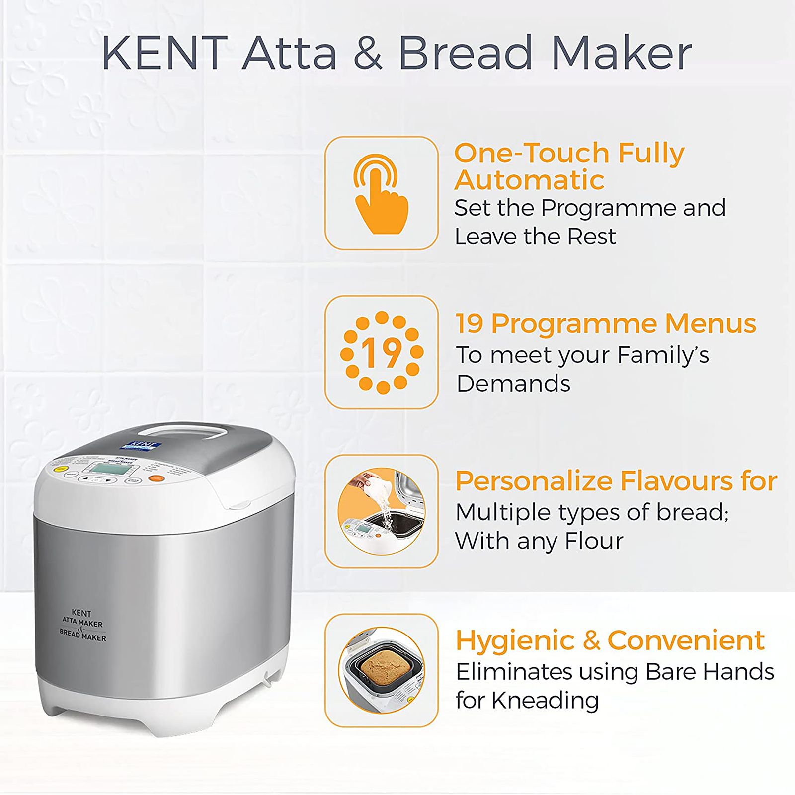 KENT 550 Watts Atta And Bread Maker (16010, Steel Grey)_10