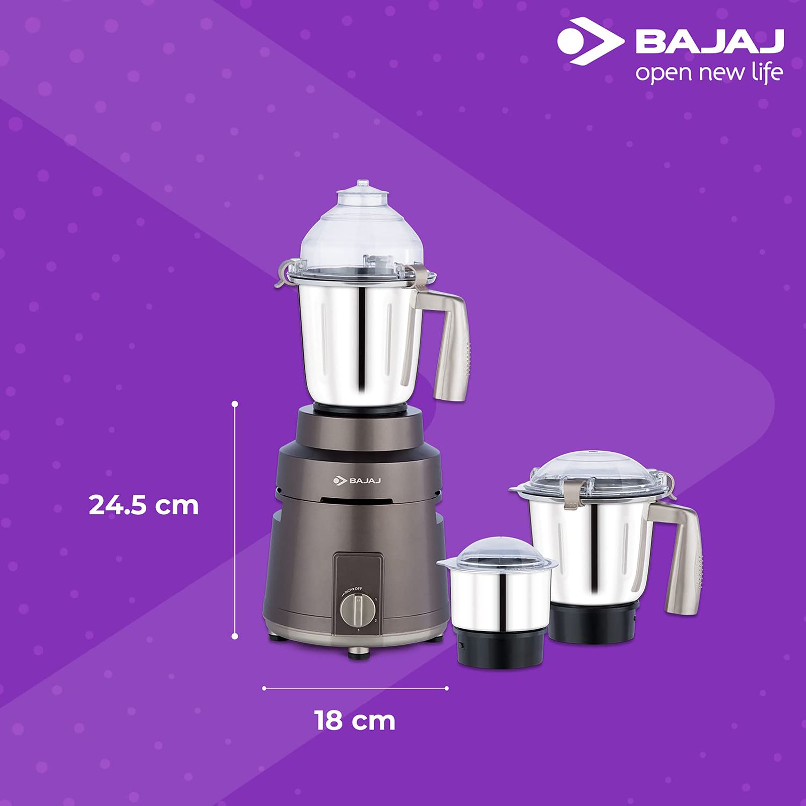 BAJAJ Herculo 1000 Watt 3 Jars Mixer Grinder (Nutri Pro Feature, Coffee Brown)_16