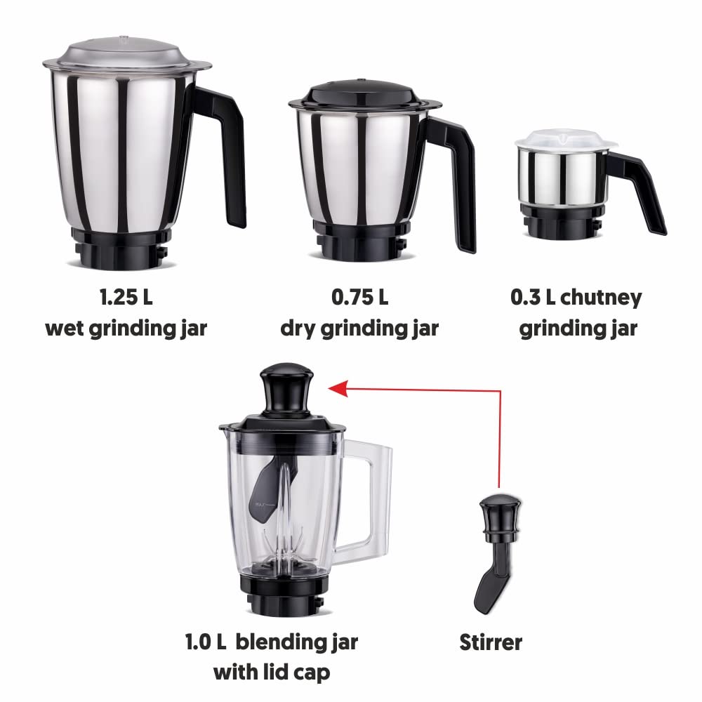 Preethi Peppy Plus 750 Watt 4 Jars Mixer Grinder (21000 RPM, Motor Cooling Booster Technology, Red & Black) Preethi Peppy Plus 750 Watt 4 Jars Mixer Grinder (21000 RPM, Motor Cooling Booster Technology, Red & Black)_17
