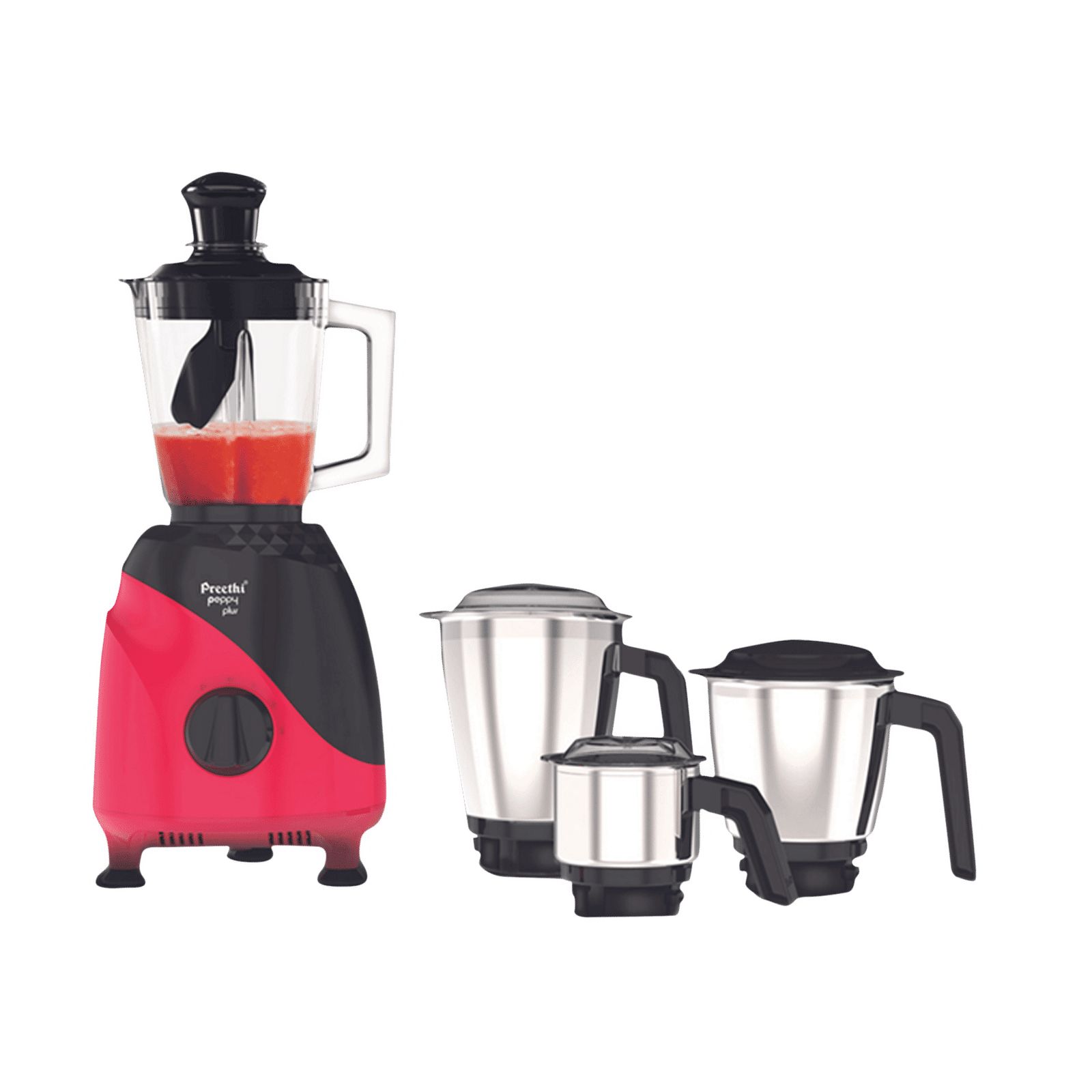 Preethi Peppy Plus 750 Watt 4 Jars Mixer Grinder (21000 RPM, Motor Cooling Booster Technology, Red & Black) Preethi Peppy Plus 750 Watt 4 Jars Mixer Grinder (21000 RPM, Motor Cooling Booster Technology, Red & Black)_1