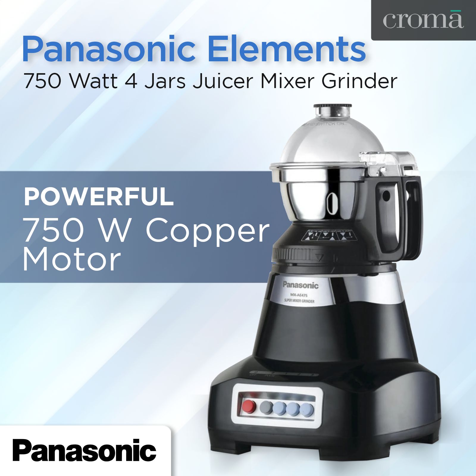 Panasonic 750 Watt 4 Jars Juicer Mixer Grinder (Double Safety Lock, Black)_6