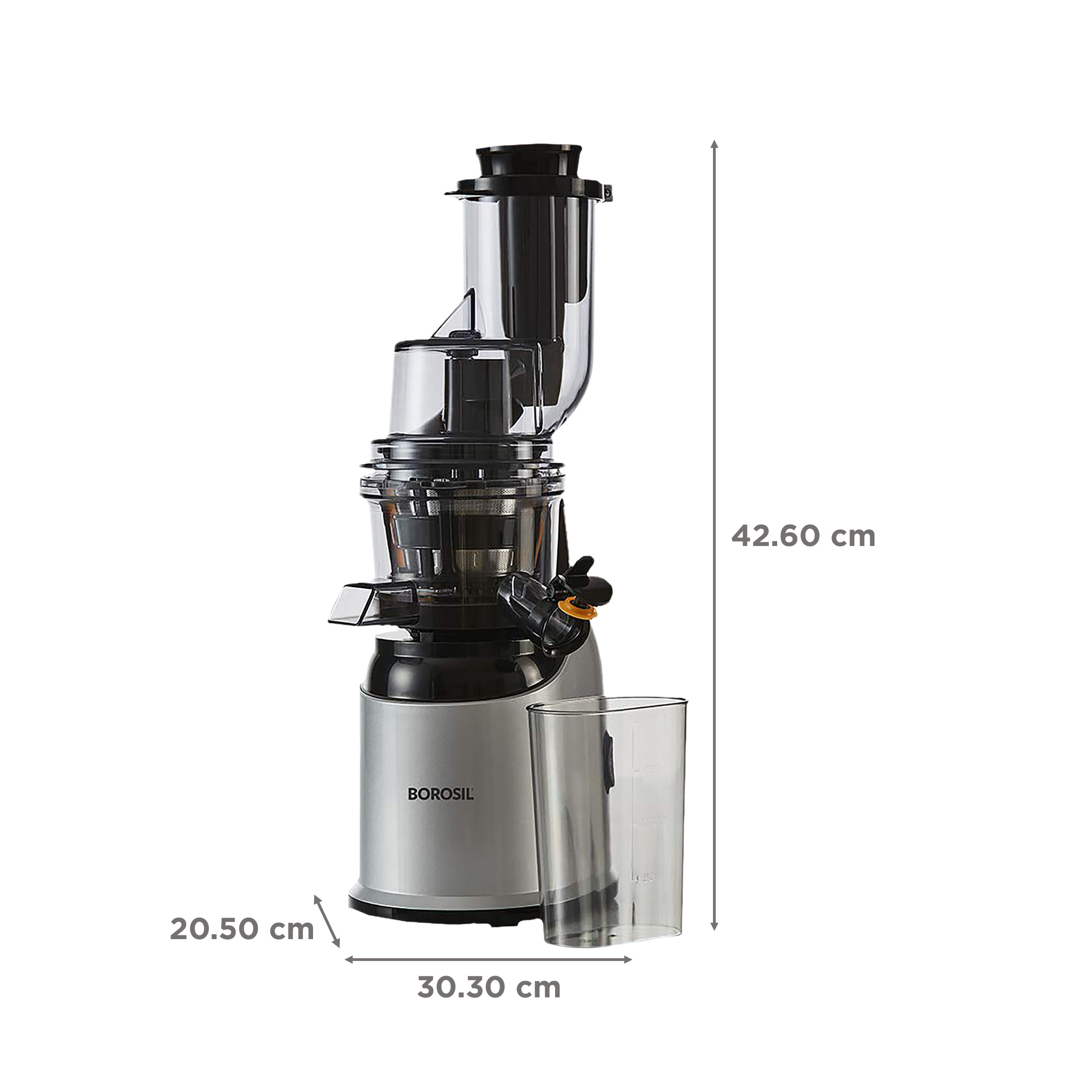 BOROSIL HealthPro 200 Watt Cold Press Slow Juicer (70 RPM, Slow Squeeze Technology, Black/Silver)_3