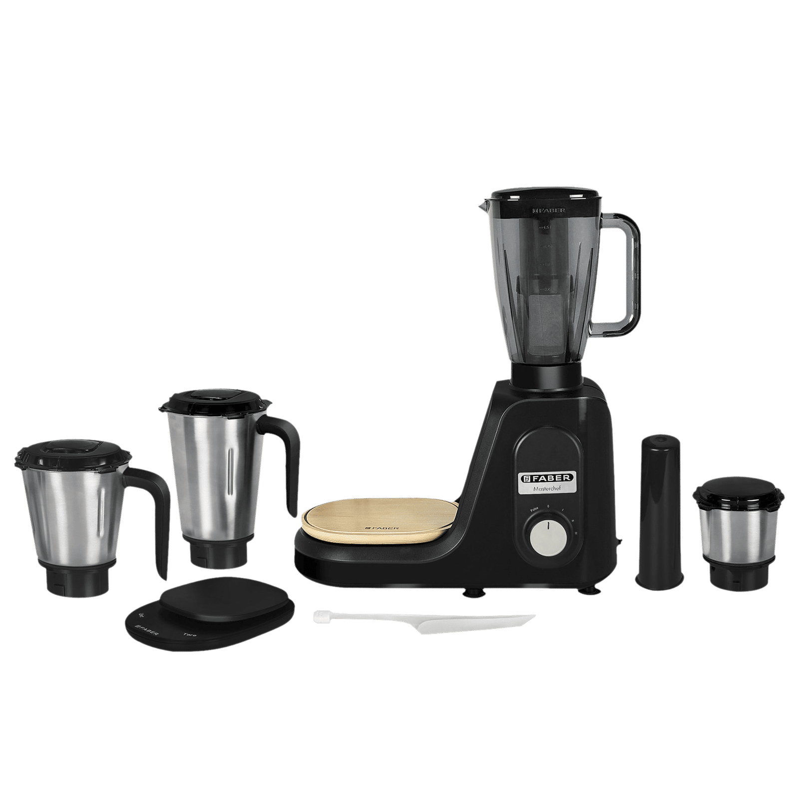 FABER Master Chef 1000 Watt 4 Jars Juicer Mixer Grinder (22000 RPM, Dual Fan Cooling, Black)_1