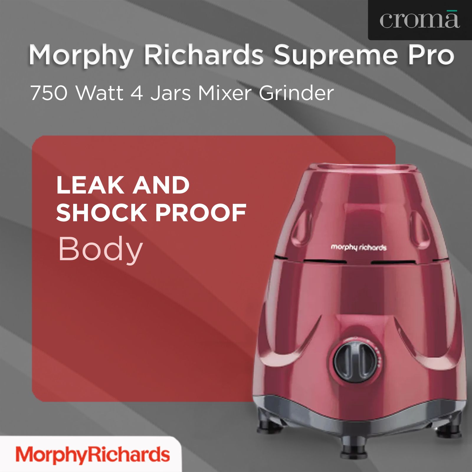 Morphy Richards Supreme Pro 750 Watt 4 Jars Mixer Grinder (Overload Protection, Metallic Wine Red) Morphy Richards Supreme Pro 750 Watt 4 Jars Mixer Grinder (Overload Protection, Metallic Wine Red)_11