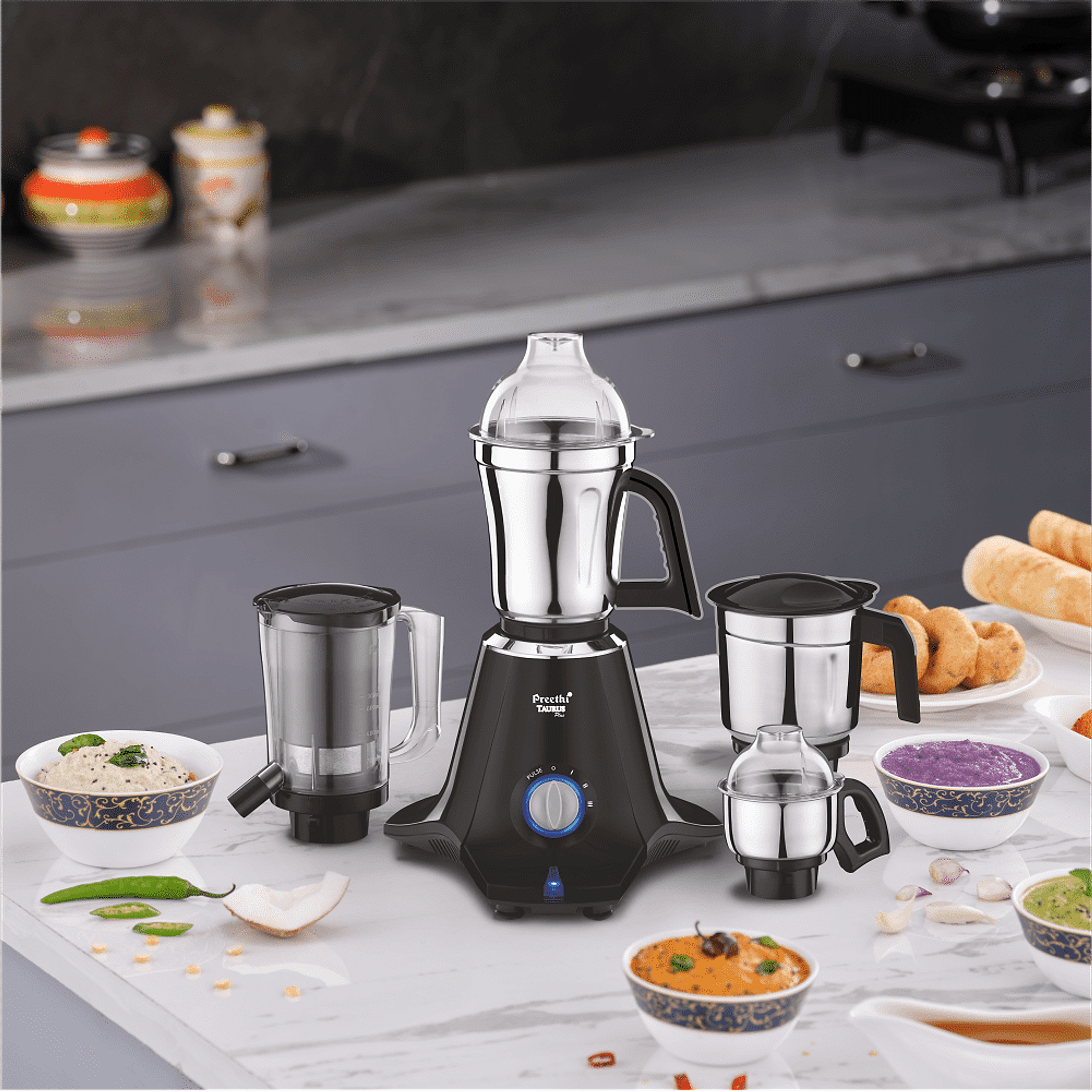 Preethi Taurus Plus 1000 Watt 4 Jars Juicer Mixer Grinder (19000 RPM, 3D Cooling System, Black)_12