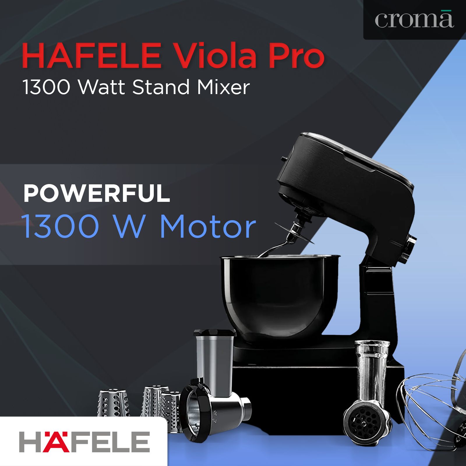 HAFELE Viola Pro 1300 Watt Stand Mixer (Die Cast Aluminium Body, Grey)_8