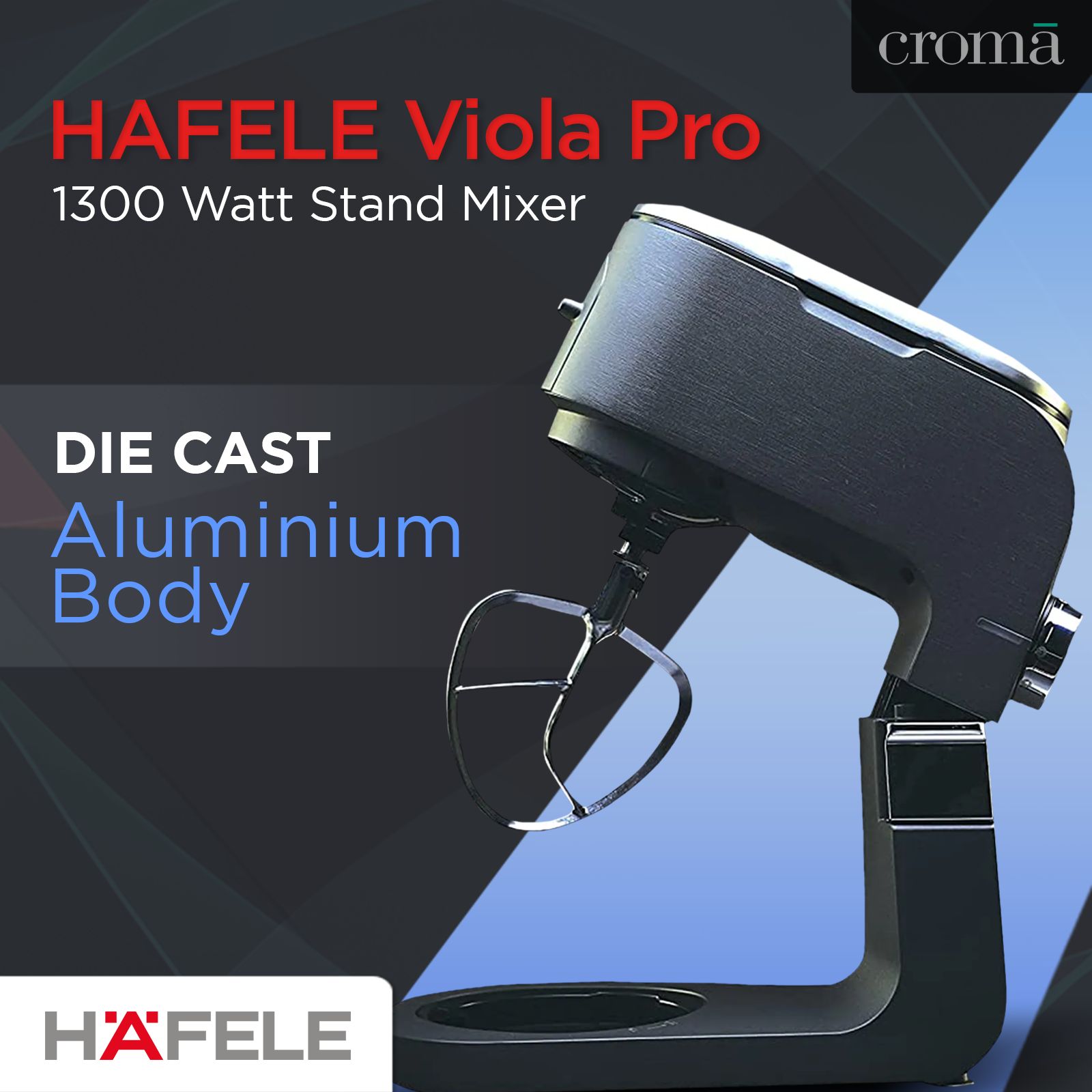 HAFELE Viola Pro 1300 Watt Stand Mixer (Die Cast Aluminium Body, Grey)_9