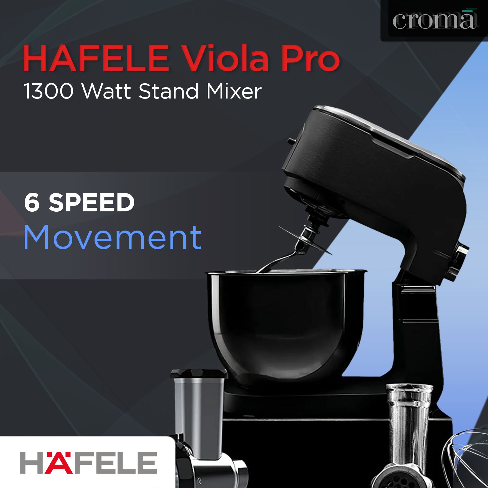 HAFELE Viola Pro 1300 Watt Stand Mixer (Die Cast Aluminium Body, Grey)_11