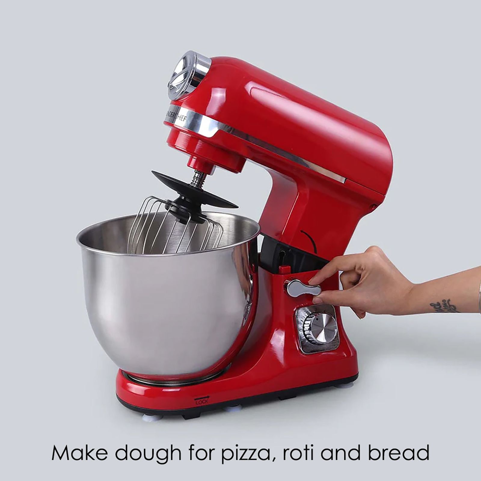 WONDERCHEF Crimson Edge Die-cast Metal 1000 Watts Stand Mixer (3 Attachments, 63153697, Red) WONDERCHEF Crimson Edge Die-cast Metal 1000 Watts Stand Mixer (3 Attachments, 63153697, Red)_9