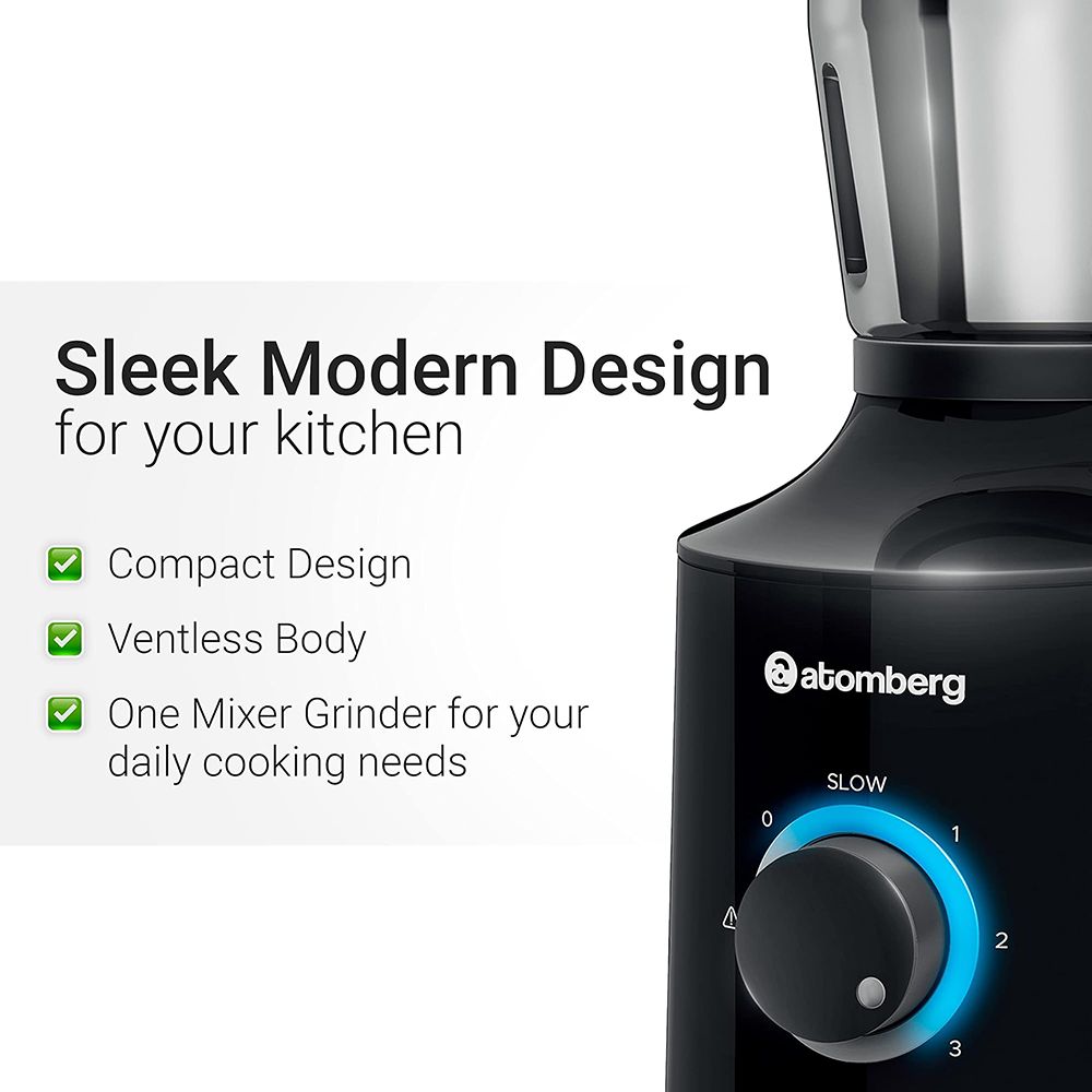 atomberg MG 1 485 Watt 4 Jars Mixer Grinder (18000 RPM, 4 Speed Control, Black) atomberg MG 1 485 Watt 4 Jars Mixer Grinder (18000 RPM, 4 Speed Control, Black)_8