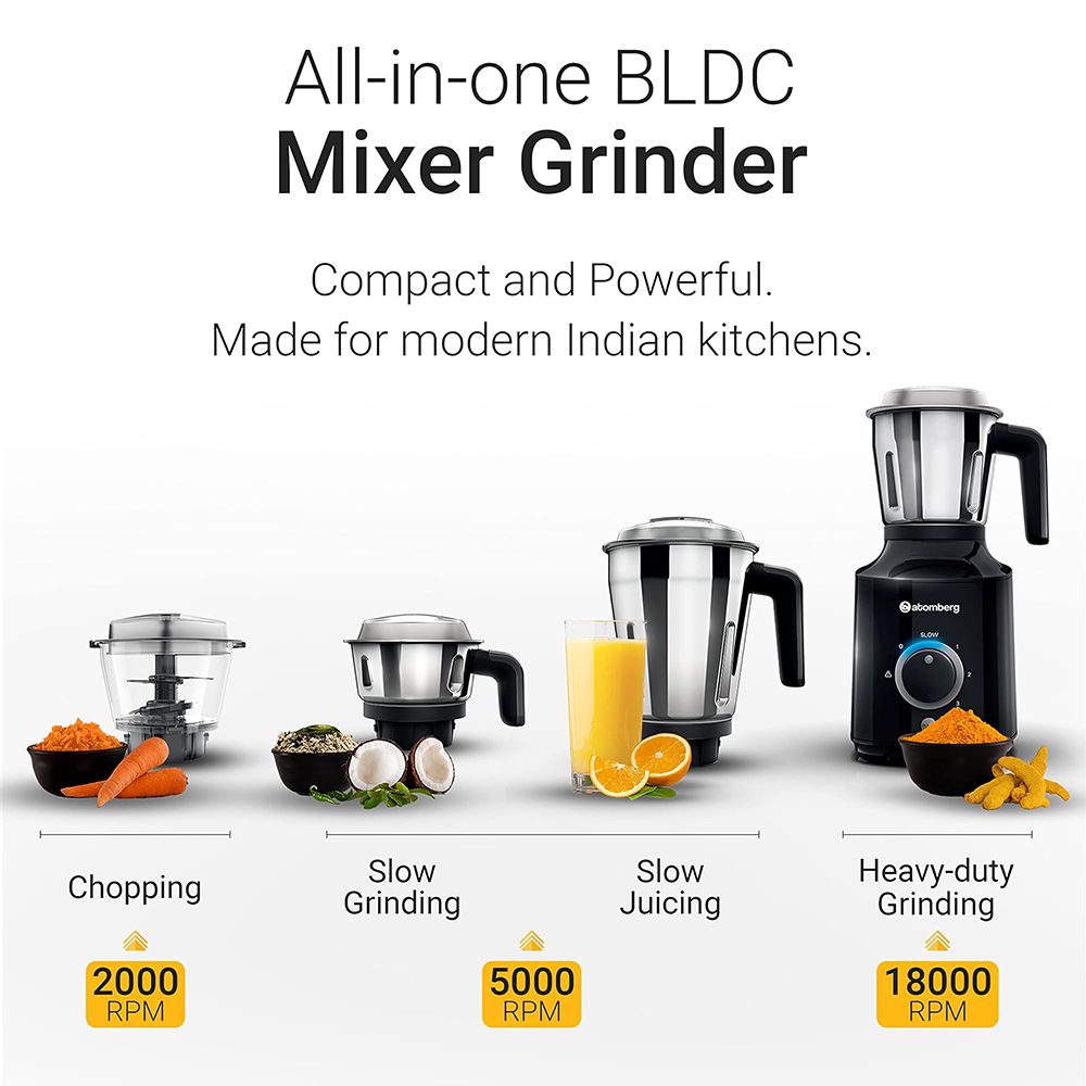 atomberg MG 1 485 Watt 4 Jars Mixer Grinder (18000 RPM, 4 Speed Control, Black) atomberg MG 1 485 Watt 4 Jars Mixer Grinder (18000 RPM, 4 Speed Control, Black)_9