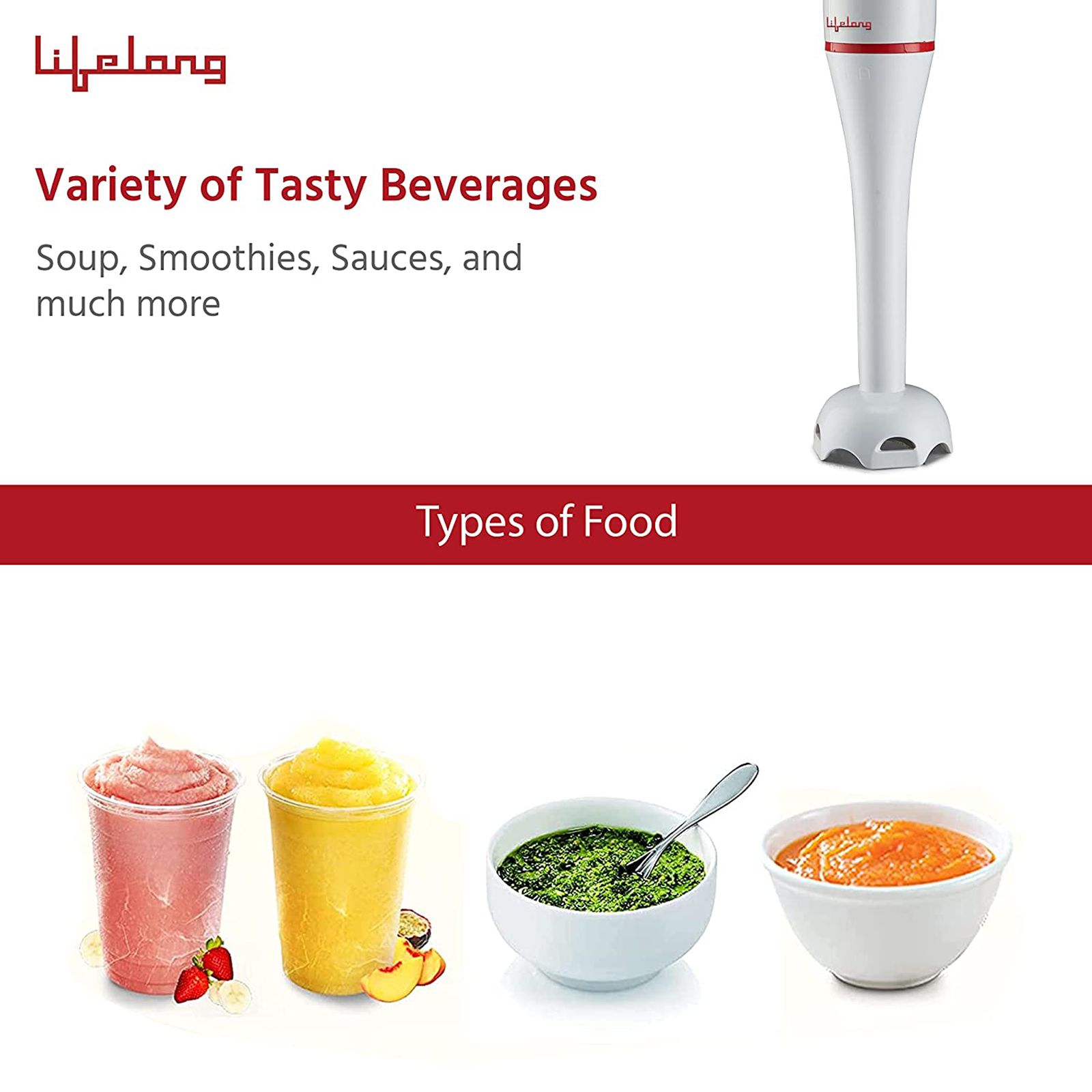 Lifelong Regalia Plus 300 Watt Hand Blender with 2 Attachments (Detachable Shaft, White)_4