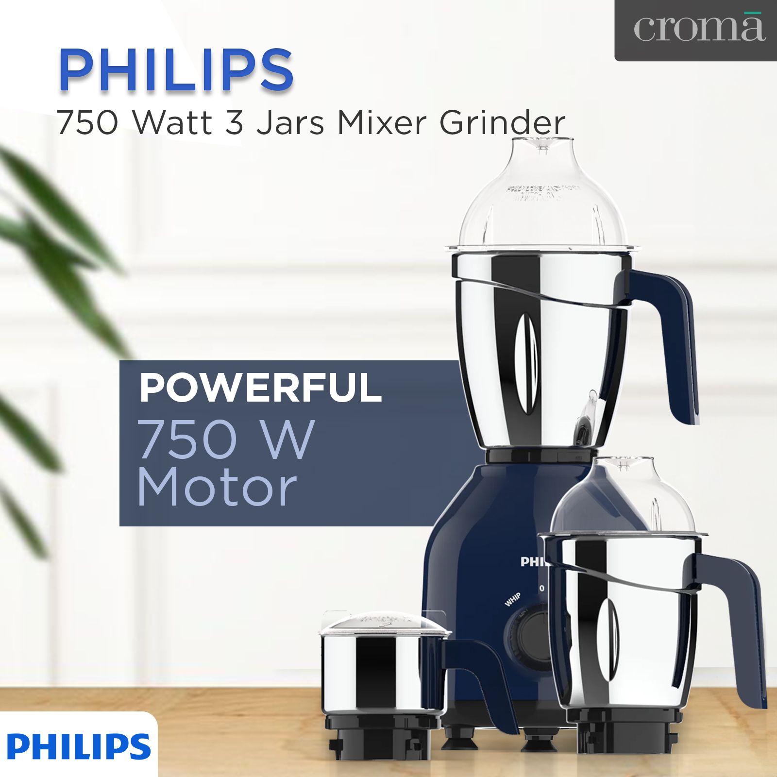 PHILIPS 750 Watt 3 Jars Mixer Grinder (Turbo Motor, Premium Blue)_2