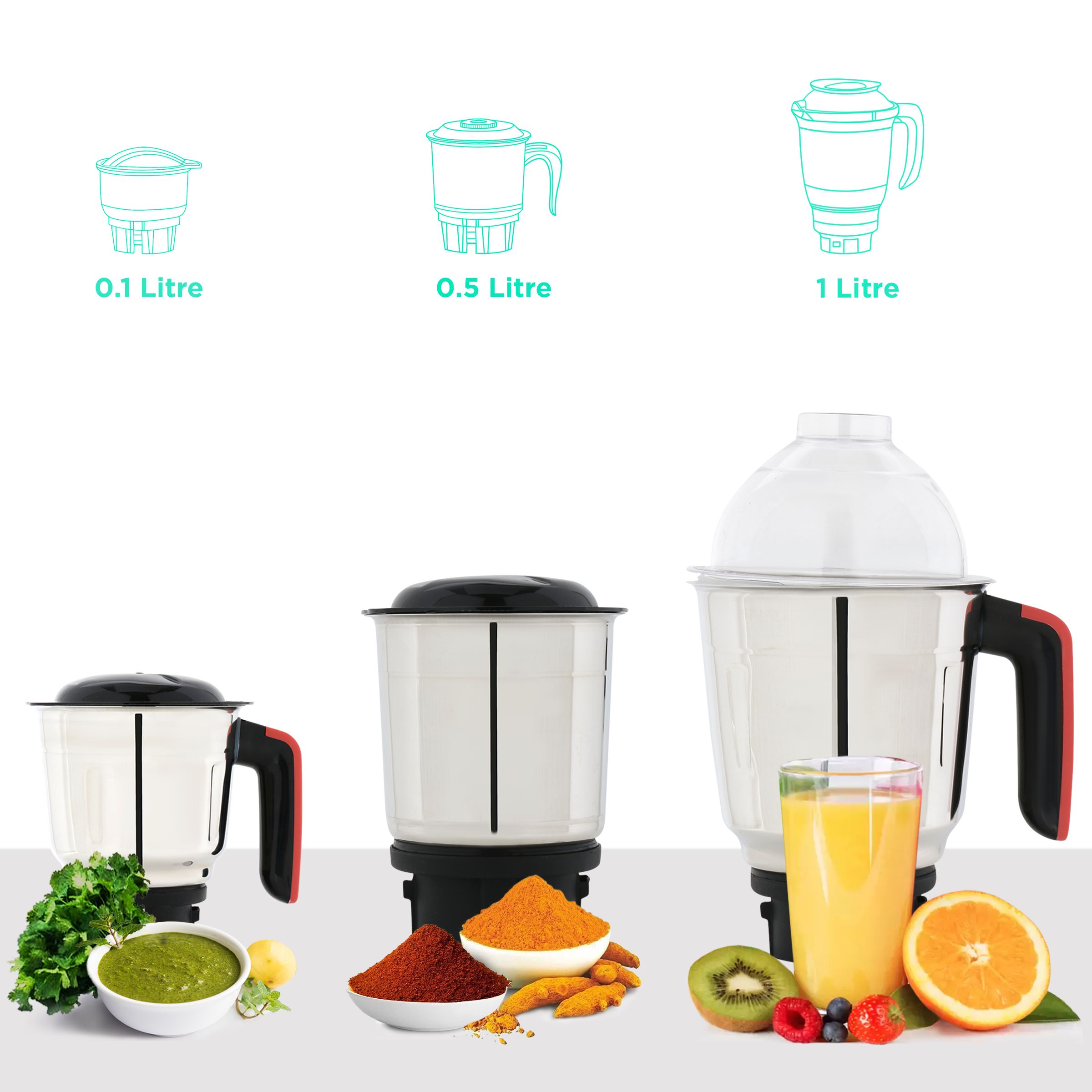 Croma 750 Watt 3 Jars Mixer Grinder (20000 RPM, Overload Protection, Red & Black)_4