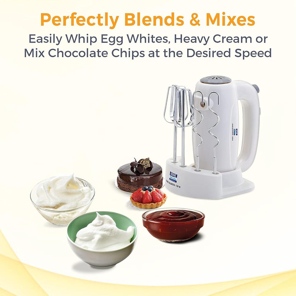KENT 150 Watt 5 Speed Hand Blender with 4 Attachments (Overload Protection, White)_11