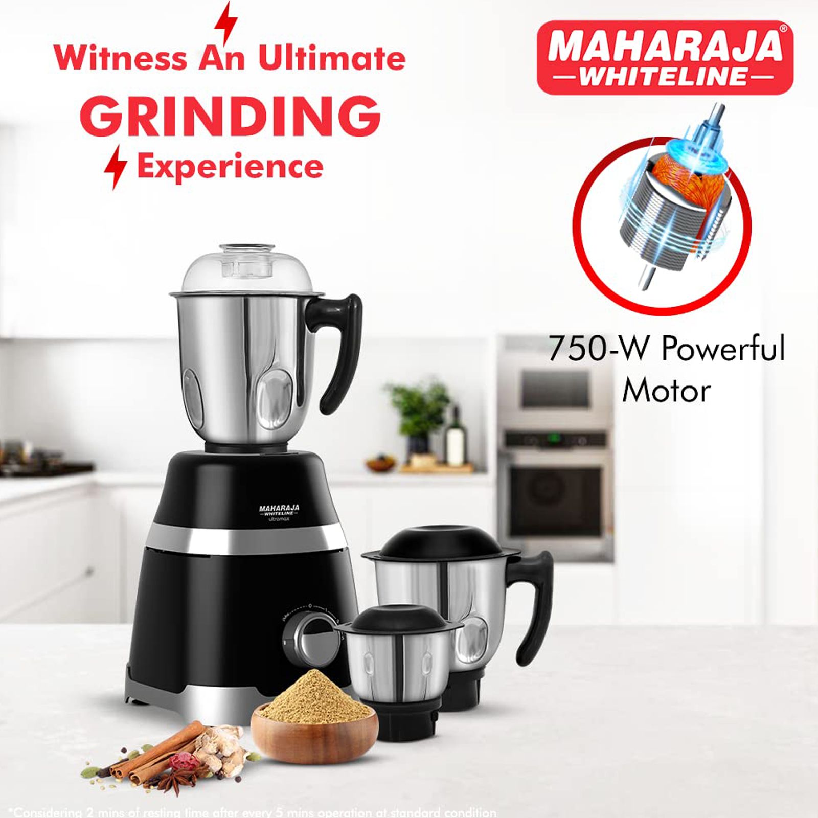 MAHARAJA WHITELINE Ultramax DLX 750 Watt 3 Jars Mixer Grinder (20000 RPM, 5-in-1 Chutney Blades, Black) MAHARAJA WHITELINE Ultramax DLX 750 Watt 3 Jars Mixer Grinder (20000 RPM, 5-in-1 Chutney Blades, Black)_4