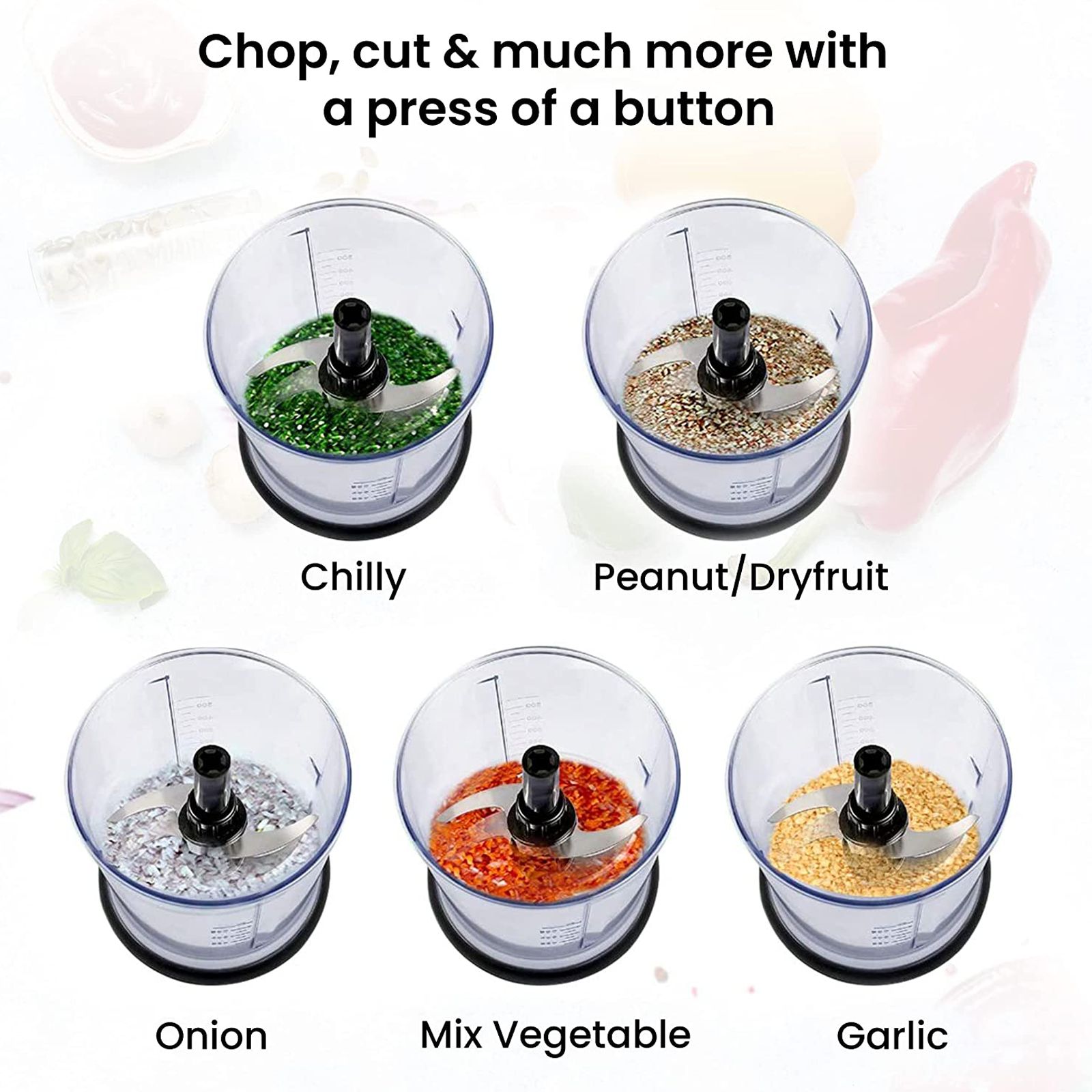 AGARO Elegant 400 Watt Electric Vegetable Chopper with 2 Blades (Black) AGARO Elegant 400 Watt Electric Vegetable Chopper with 2 Blades (Black)_3