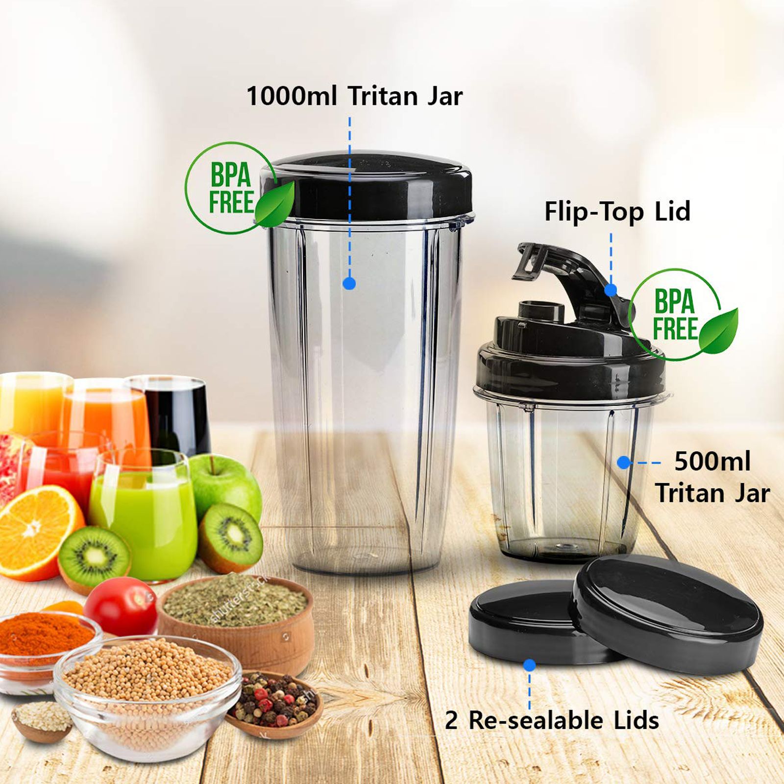 AGARO Marvel Nutri 1000 Watt 2 Jars Blender (21000 RPM, 2 Speed Control with Pulse Function, Black) AGARO Marvel Nutri 1000 Watt 2 Jars Blender (21000 RPM, 2 Speed Control with Pulse Function, Black)_2
