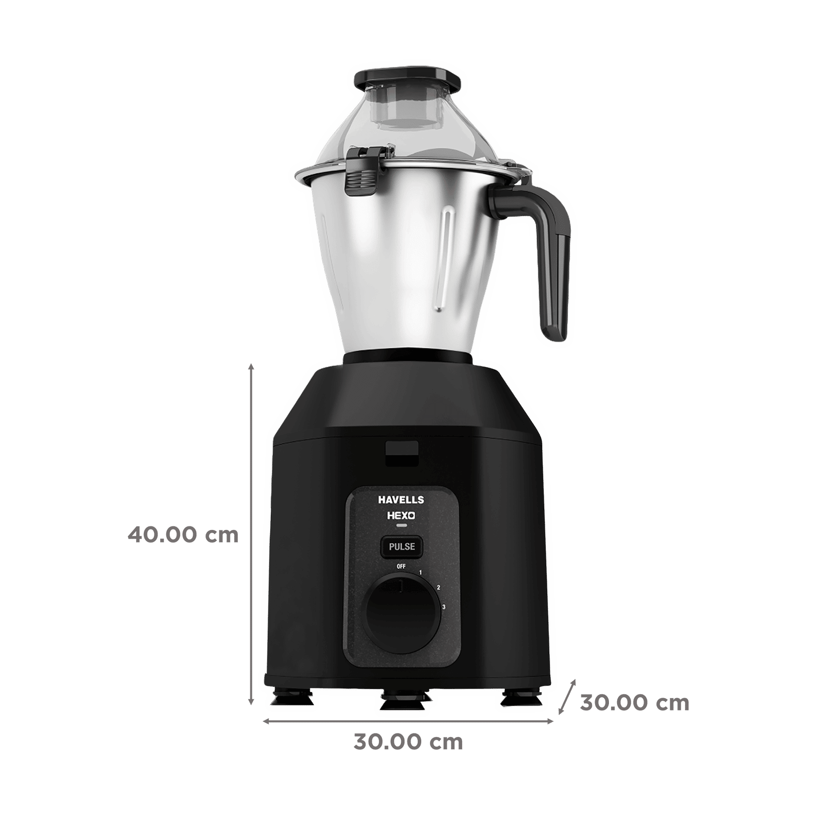 HAVELLS Hexo 1000 Watt 3 Jars Mixer Grinder (22000 RPM, Stainless Steel Blade, Black) HAVELLS Hexo 1000 Watt 3 Jars Mixer Grinder (22000 RPM, Stainless Steel Blade, Black)_3
