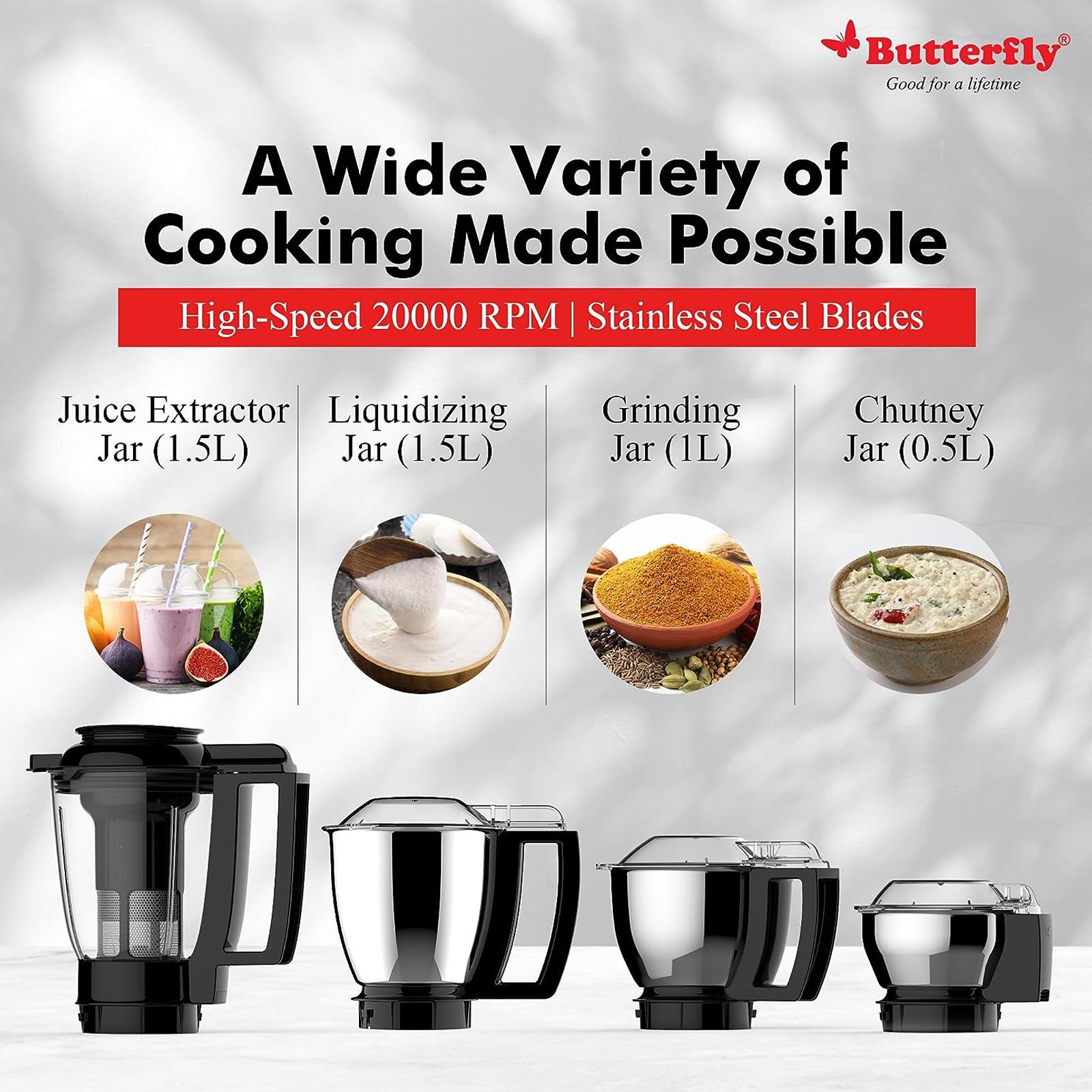 Butterfly Magnum 900 Watt 4 Jars Mixer Grinder (22000 RPM, Spill Proof, Black)_4