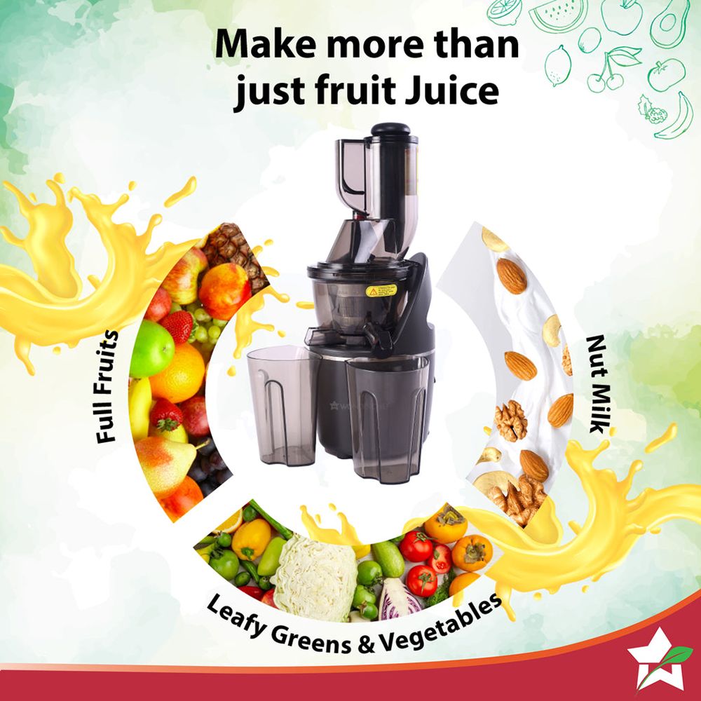 WONDERCHEF Regalia 240 Watt 2 Jars Cold Press Slow Juicer (55 RPM, Powerful and Nutritional, Black)_14