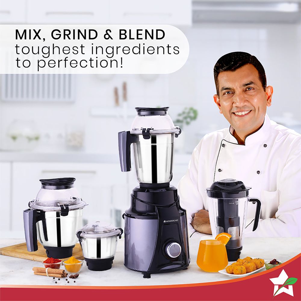 WONDERCHEF Galaxy 750 Watt 4 Jars Mixer Grinder (Powerful Copper Motor, Black and Grey) WONDERCHEF Galaxy 750 Watt 4 Jars Mixer Grinder (Powerful Copper Motor, Black and Grey)_5