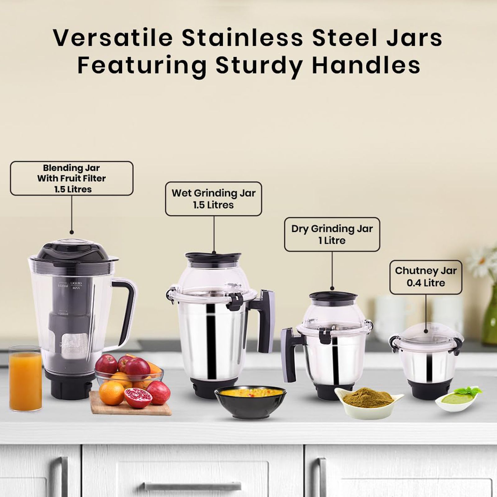 WONDERCHEF Galaxy 750 Watt 4 Jars Mixer Grinder (Powerful Copper Motor, Black and Grey) WONDERCHEF Galaxy 750 Watt 4 Jars Mixer Grinder (Powerful Copper Motor, Black and Grey)_6