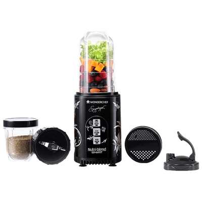 WONDERCHEF Nutri Blend 500 Watt 2 Jars Mixer Grinder (22000 RPM, Copper Motor, Black)