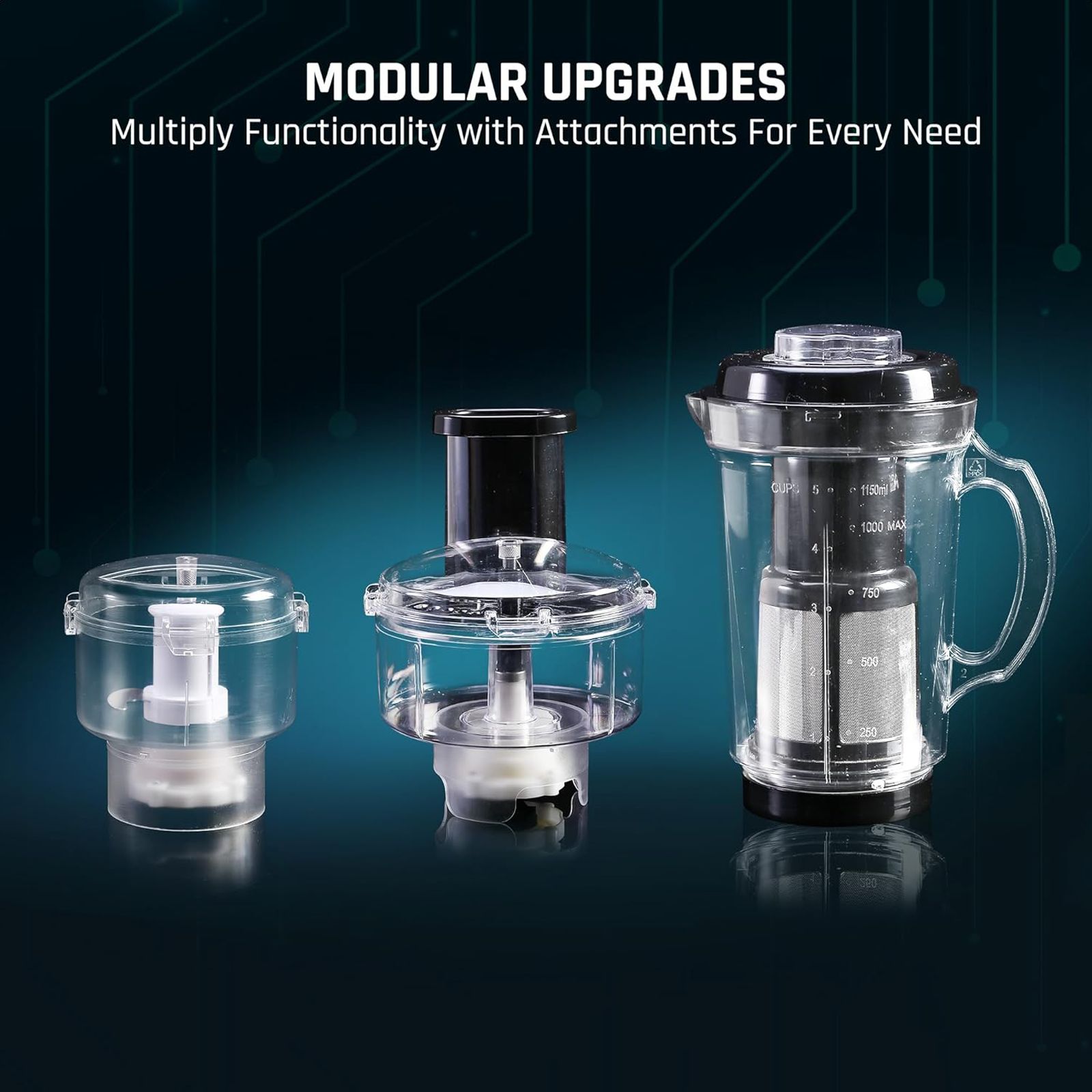 WONDERCHEF Nutri Blend 500 Watt 2 Jars Mixer Grinder (22000 RPM, Copper Motor, Black)_11