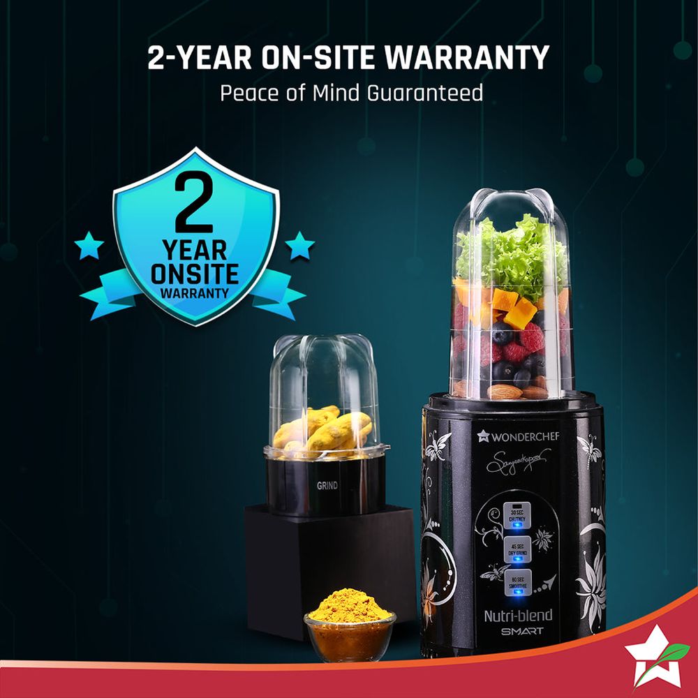 WONDERCHEF Nutri Blend 500 Watt 2 Jars Mixer Grinder (22000 RPM, Copper Motor, Black)_13