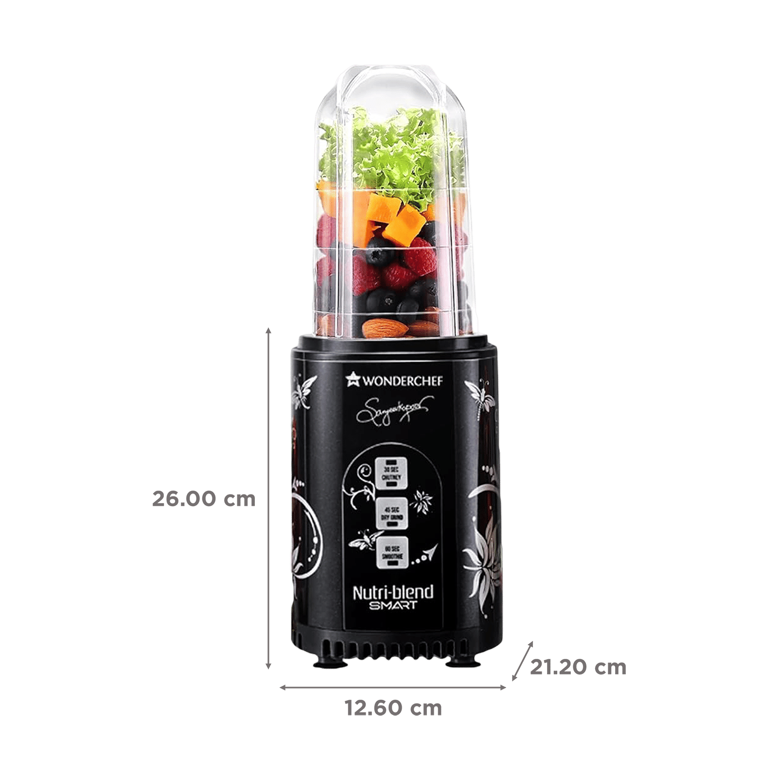 WONDERCHEF Nutri Blend 500 Watt 2 Jars Mixer Grinder (22000 RPM, Copper Motor, Black)_3