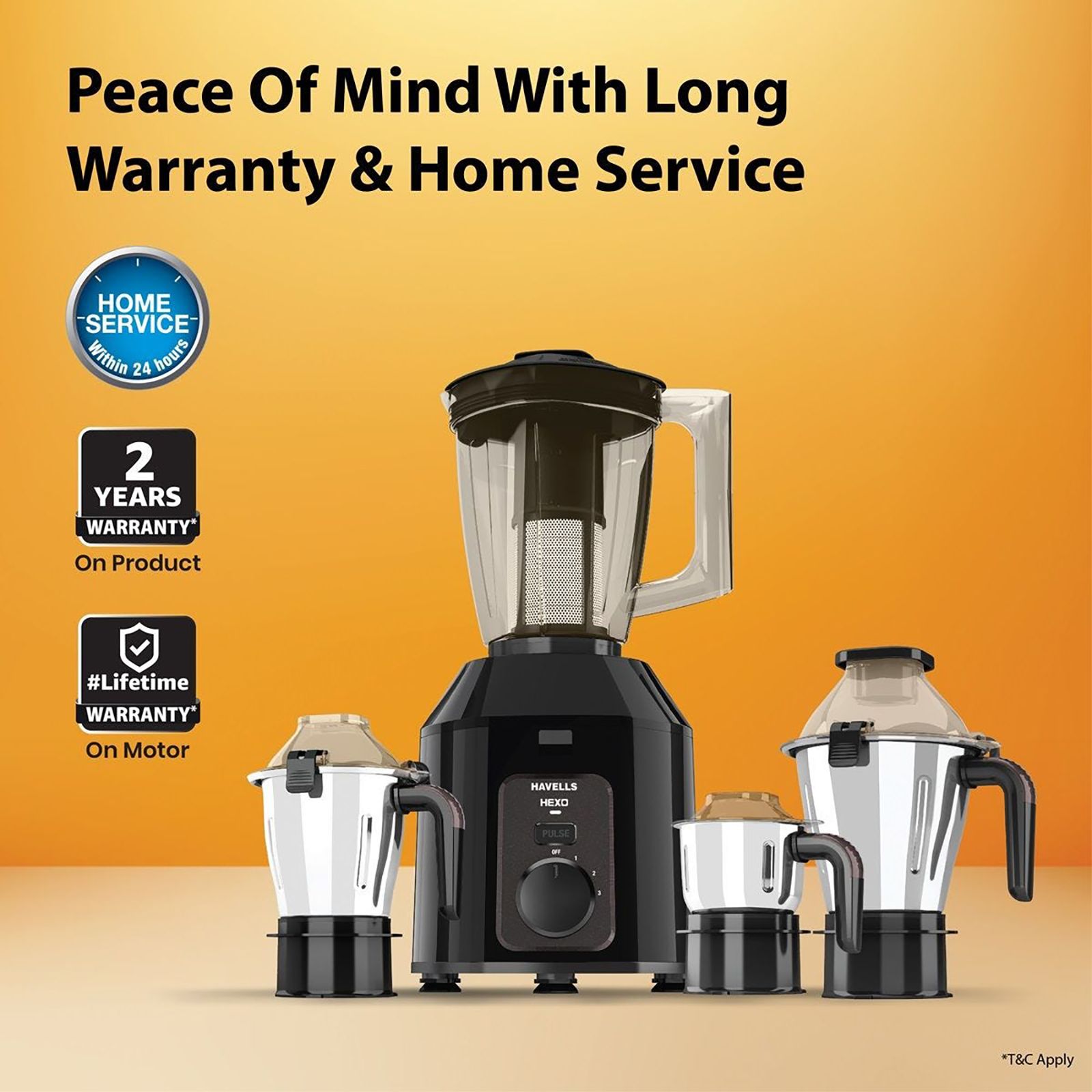 HAVELLS Hexo Plus 1100 Watt 4 Jars Mixer Grinder (Black)_12