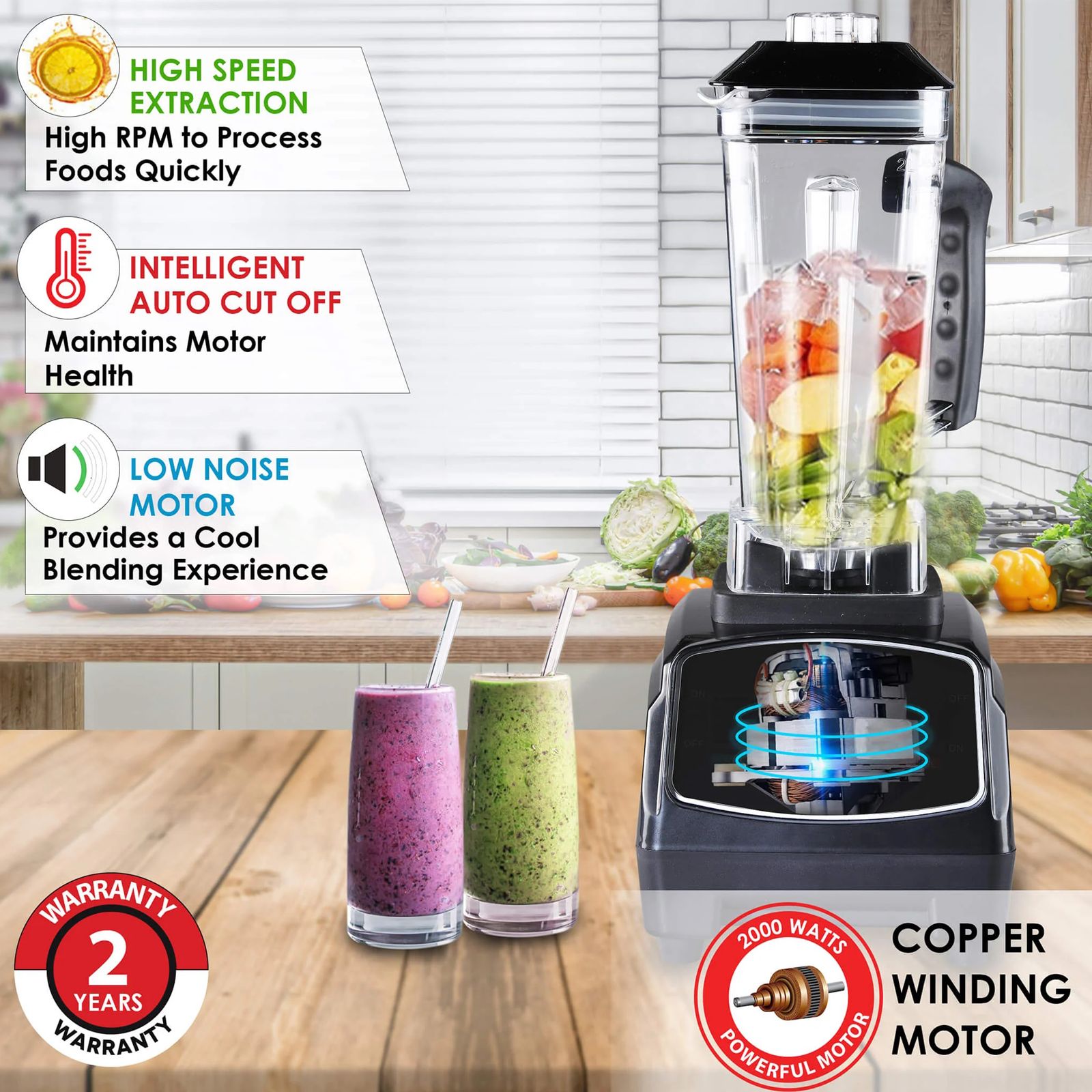 AGARO Grand 2000 Watt 1 Jar Mixer Grinder Blender (Pulse Function, Black)_4