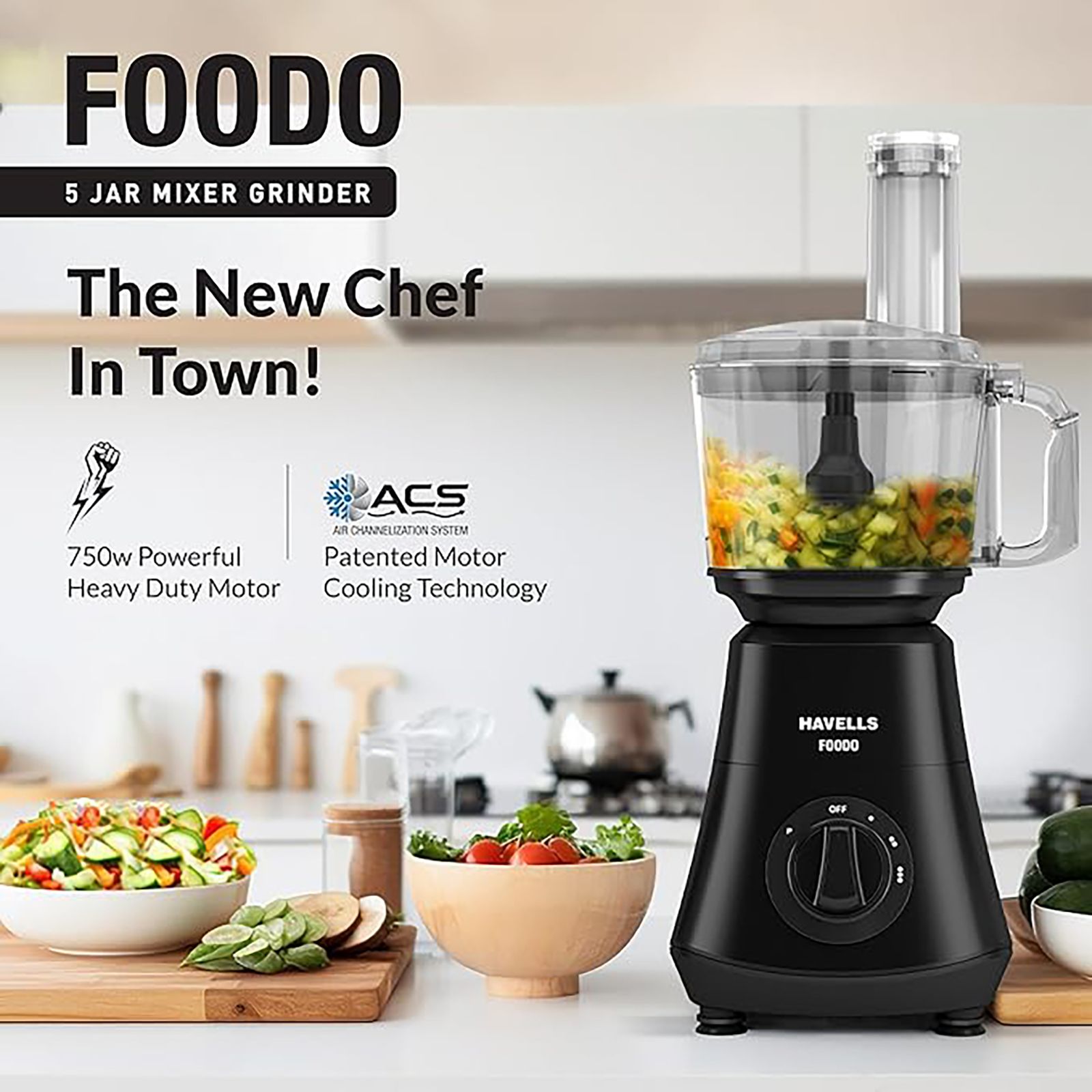 HAVELLS Foodo 750 Watt Food Processor with 10 Blades (Black) HAVELLS Foodo 750 Watt Food Processor with 10 Blades (Black)_11