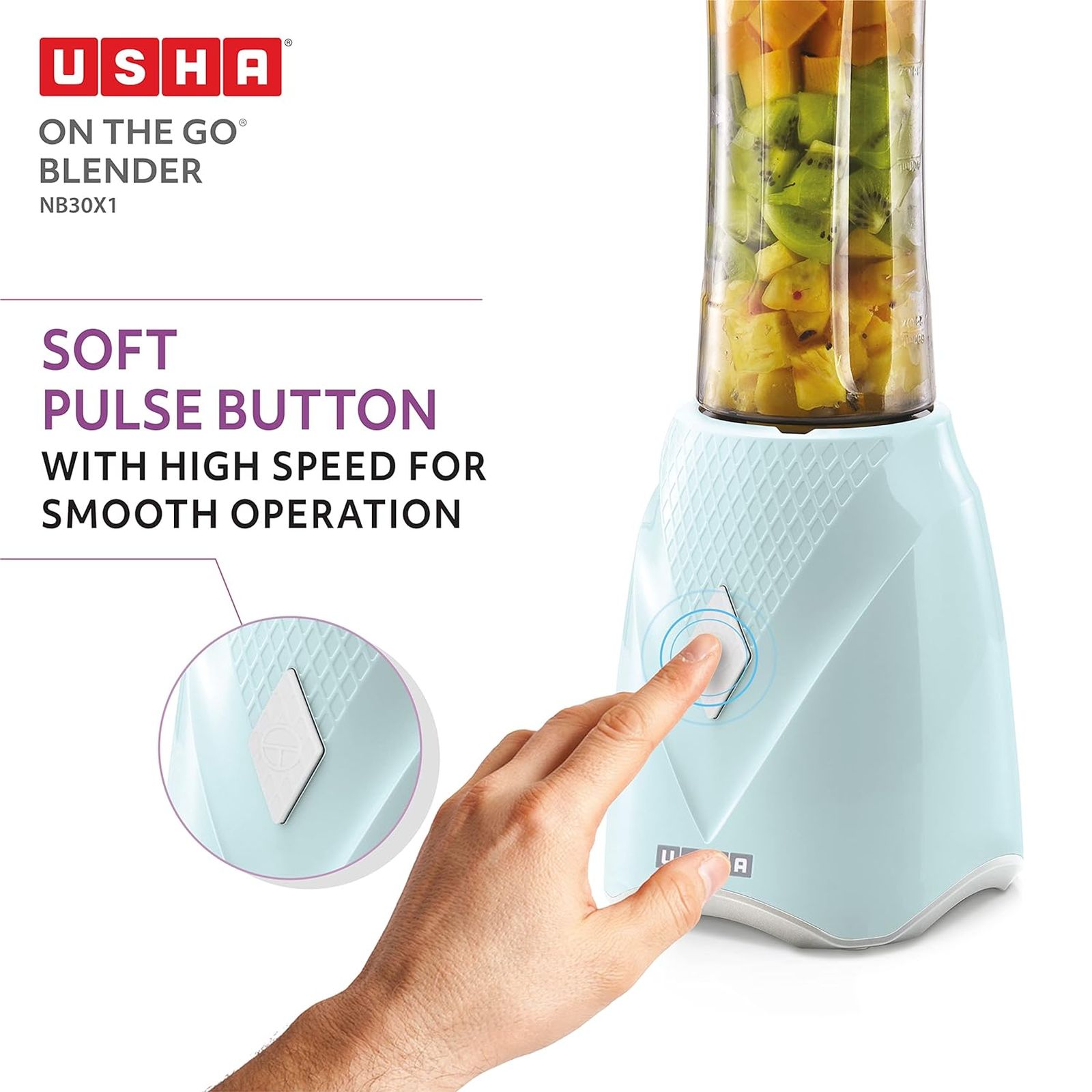 USHA On The Go 350 Watt 2 Jars Juicer Mixer Grinder (Spill Proof, Pastel Green) USHA On The Go 350 Watt 2 Jars Juicer Mixer Grinder (Spill Proof, Pastel Green)_5
