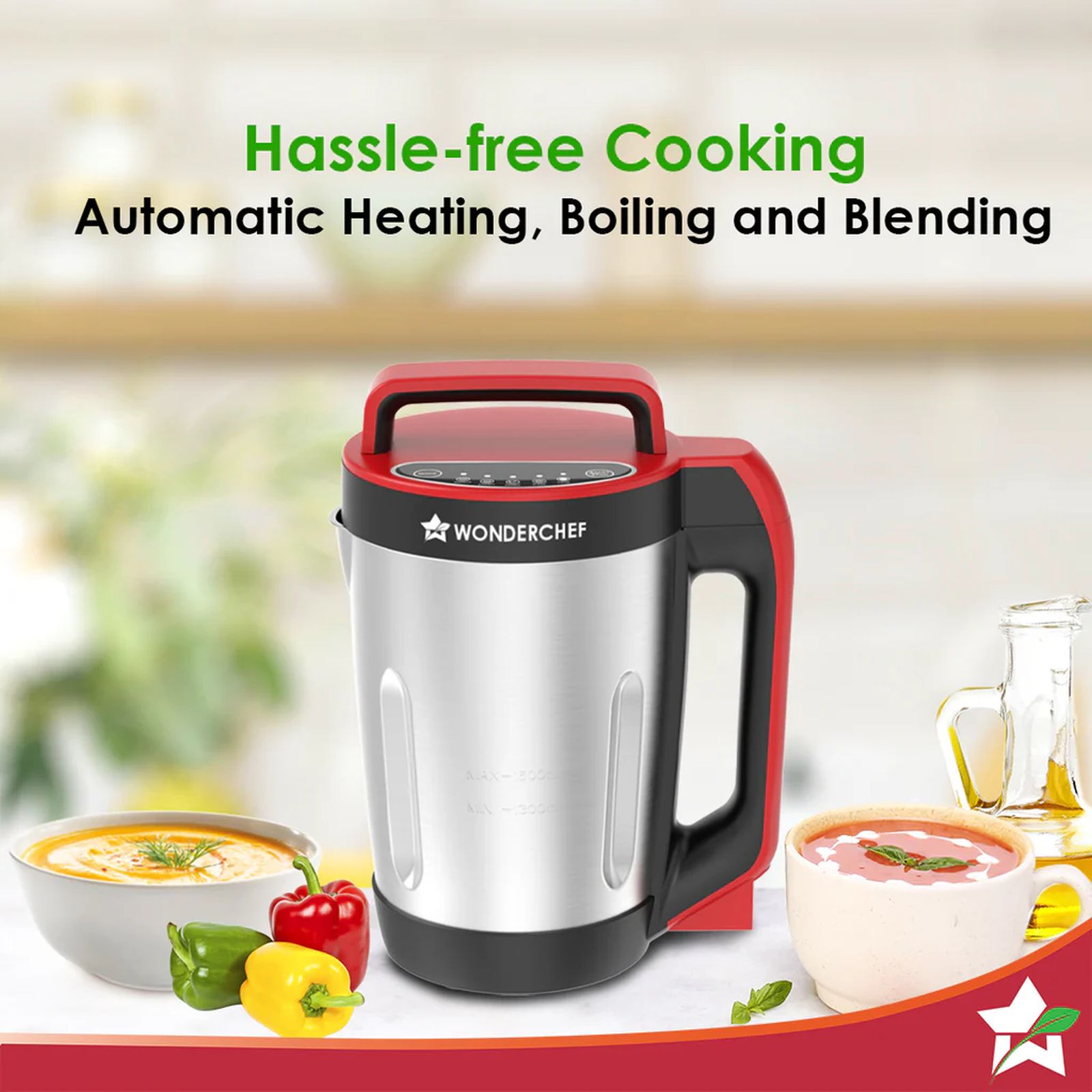 WONDERCHEF Neo 900 Watt 1.6 Litre Soup Maker with 5 Preset Functions (Red & Black) WONDERCHEF Neo 900 Watt 1.6 Litre Soup Maker with 5 Preset Functions (Red & Black)_5