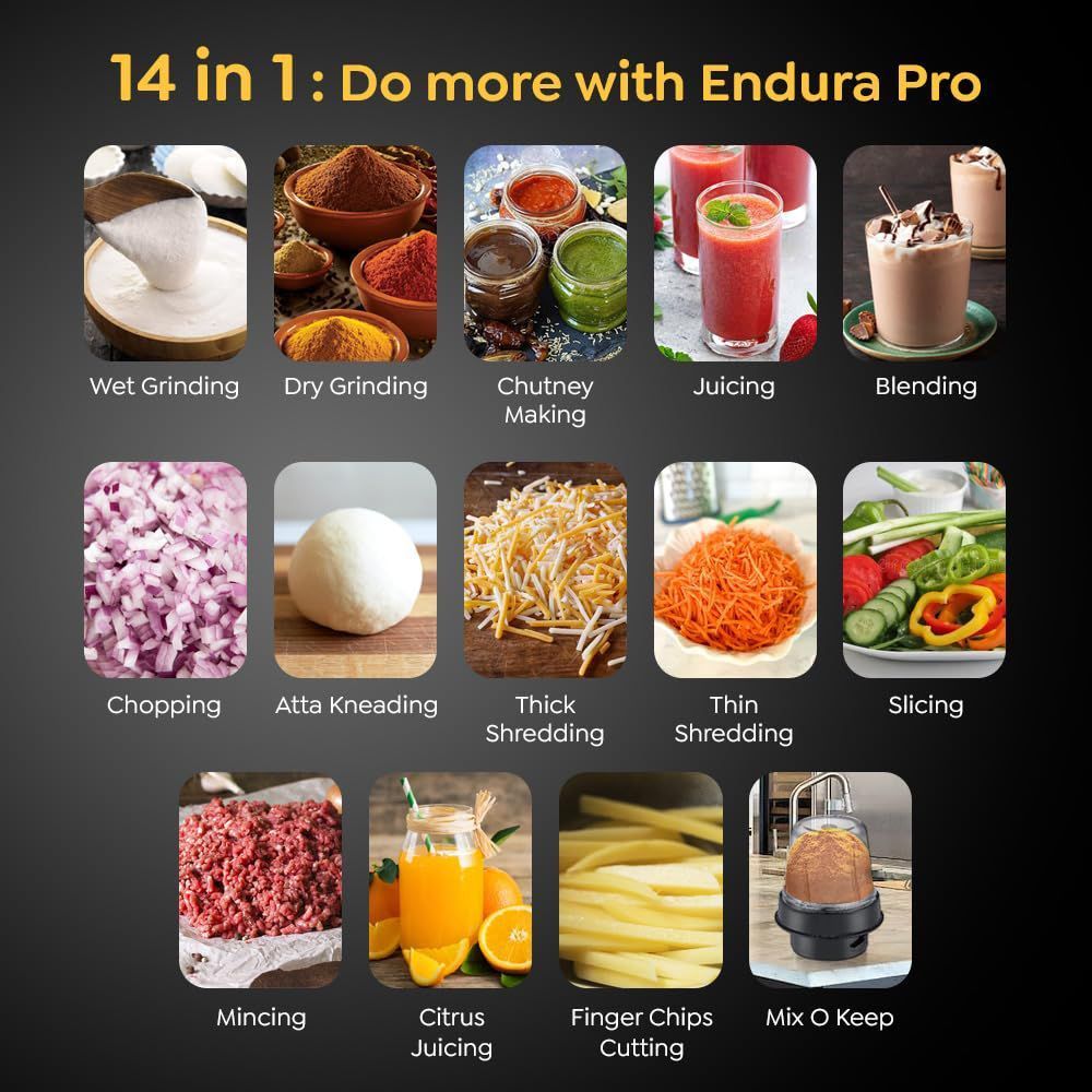 Prestige Endura Pro 1000 Watt Food Processor with 7 Blades (Black) Prestige Endura Pro 1000 Watt Food Processor with 7 Blades (Black)_7