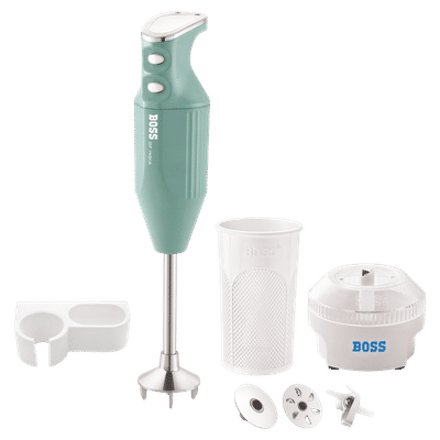 BOSS Big Boss 275 Watt 2 Speed Hand Blender with 7 Attachments (Powerful Motor, Light Blue)