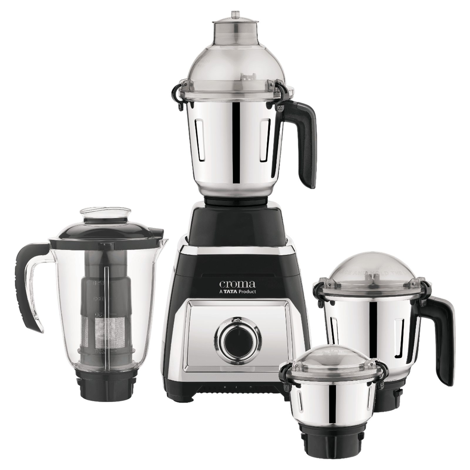 Croma 800 Watt 4 Jars Juicer Mixer Grinder (20000 RPM, Copper Motor, Black & Silver) Croma 800 Watt 4 Jars Juicer Mixer Grinder (20000 RPM, Copper Motor, Black & Silver)_1