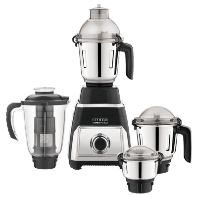 Croma 800 Watt 4 Jars Juicer Mixer Grinder (20000 RPM, Copper Motor, Black & Silver)