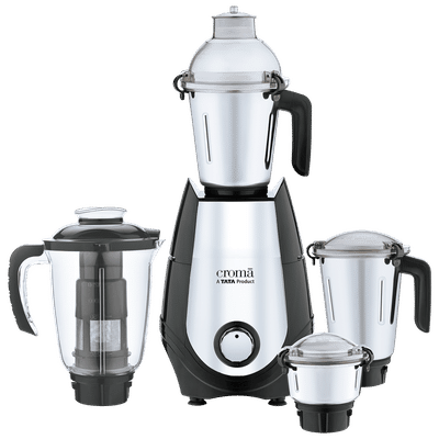 Croma 1000 Watt 4 Jars Juicer Mixer Grinder (20000 RPM, Copper Motor, Black & Silver)