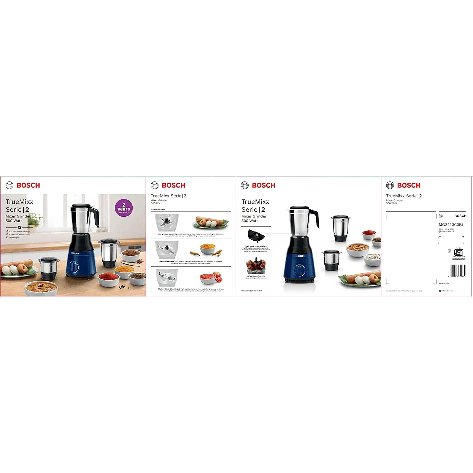 BOSCH TrueMixx 500 Watt 3 Jars Mixer Grinder (18000 RPM, Midnight Blue) BOSCH TrueMixx 500 Watt 3 Jars Mixer Grinder (18000 RPM, Midnight Blue)_14