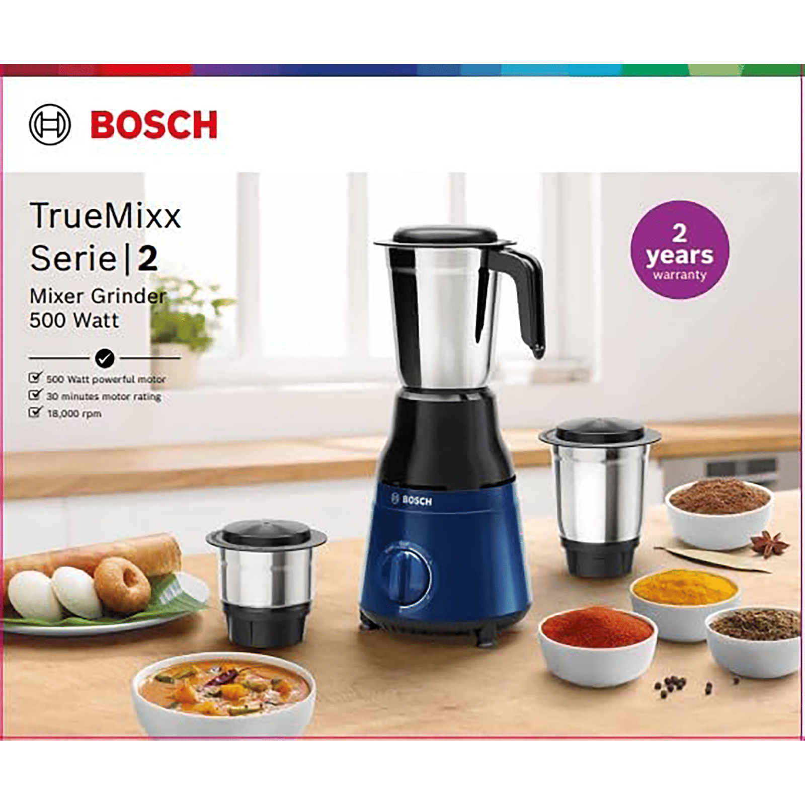 BOSCH TrueMixx 500 Watt 3 Jars Mixer Grinder (18000 RPM, Midnight Blue) BOSCH TrueMixx 500 Watt 3 Jars Mixer Grinder (18000 RPM, Midnight Blue)_15
