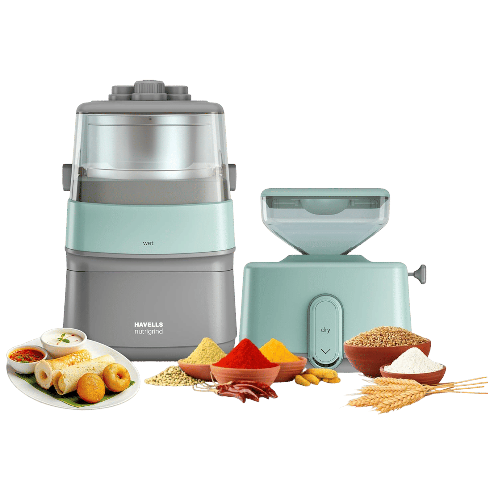 HAVELLS Nutri Grind 1 Litre 2 Stones Wet & Dry Grinder (Induction Motor, Pista Grey)_1
