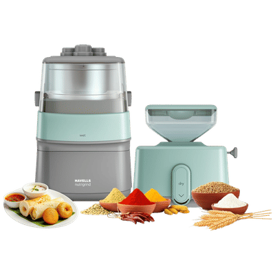 HAVELLS Nutri Grind 1 Litre 2 Stones Wet & Dry Grinder (Induction Motor, Grey & Pista Green)