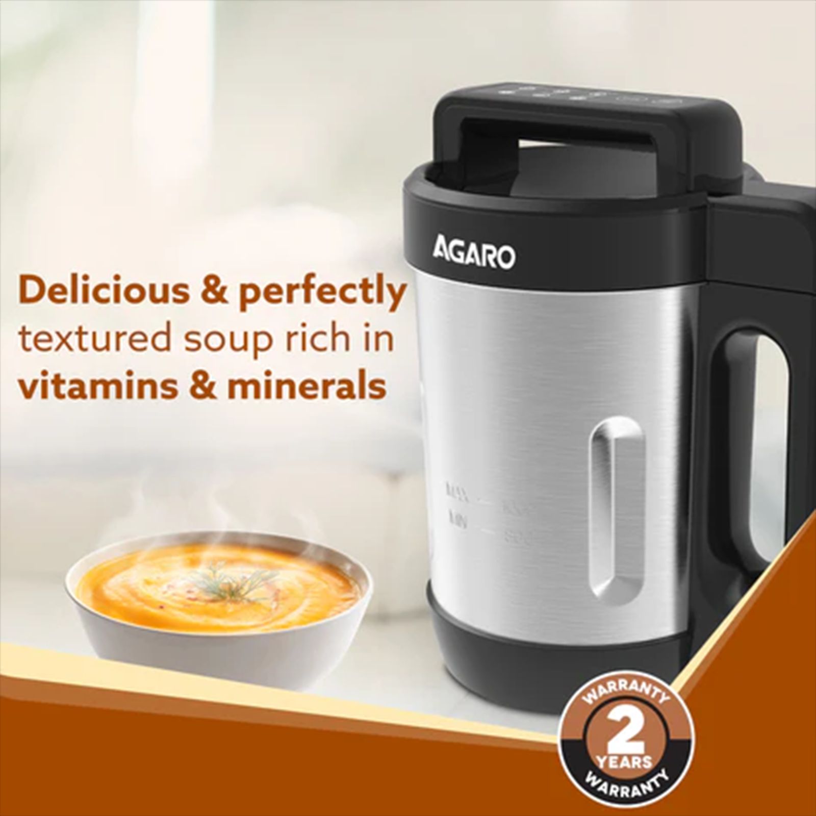 AGARO Elite 900 Watt 1 Litre Soup Maker with 6 Preset Cooking Functions (Grey) AGARO Elite 900 Watt 1 Litre Soup Maker with 6 Preset Cooking Functions (Grey)_8