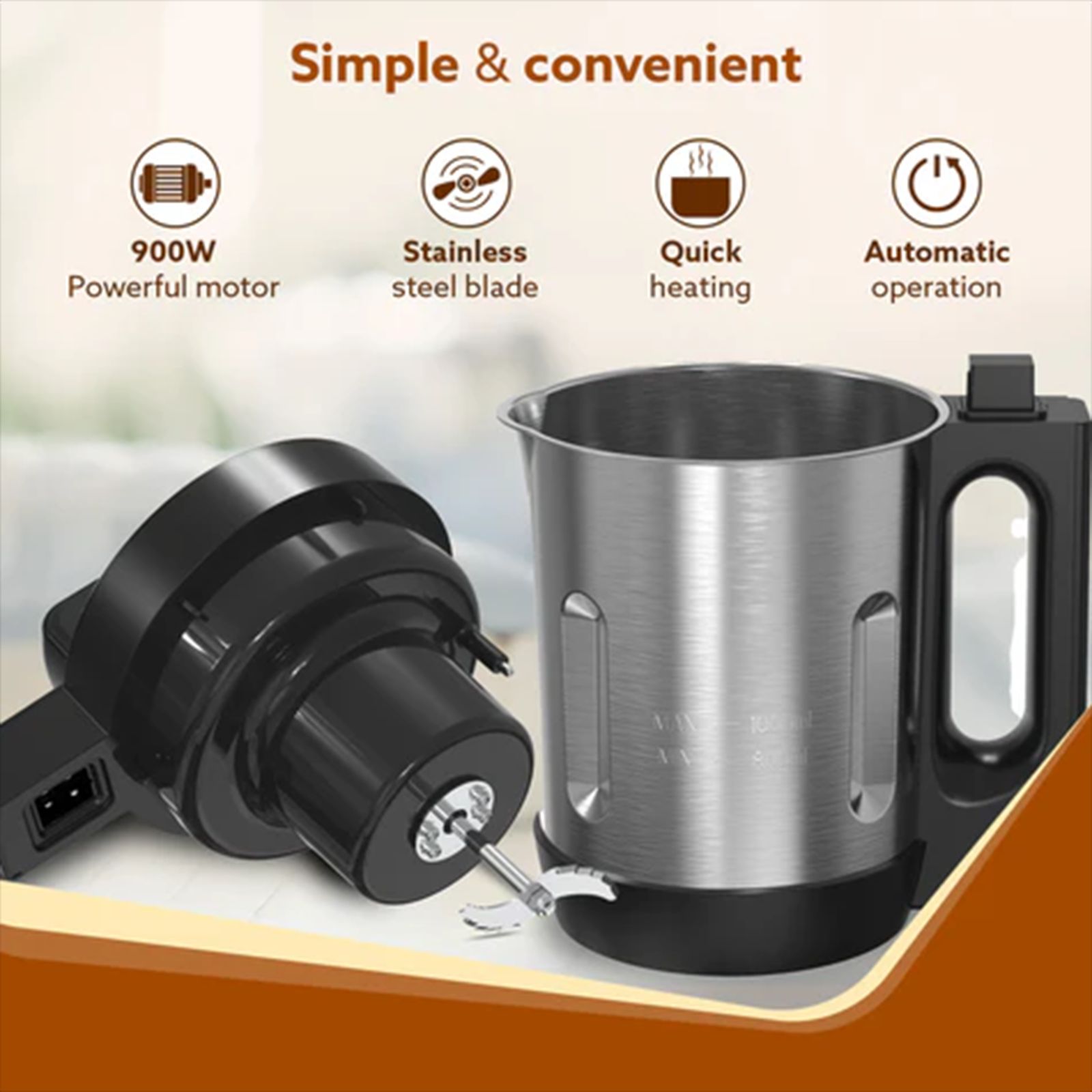 AGARO Elite 900 Watt 1 Litre Soup Maker with 6 Preset Cooking Functions (Grey) AGARO Elite 900 Watt 1 Litre Soup Maker with 6 Preset Cooking Functions (Grey)_7